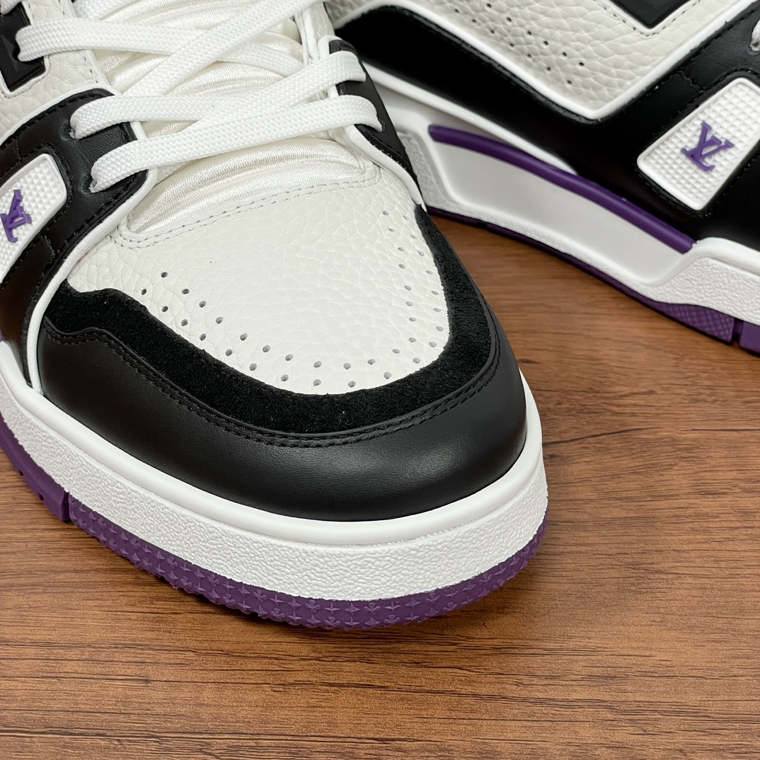 Louis Vuitton Trainer Sneaker: Leather, Black, White & Purple, Men's Size 39-44 10 i1729338710 8973 8