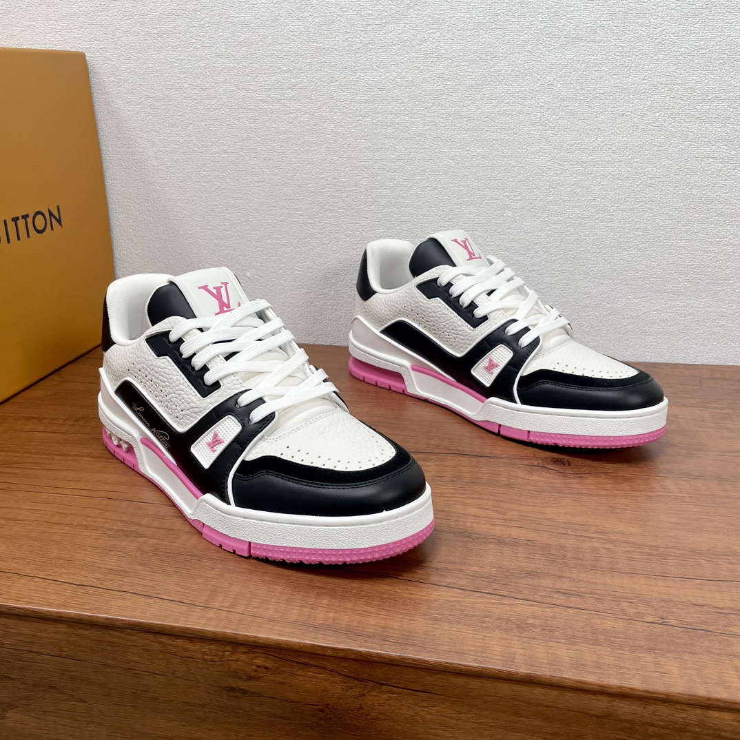 Louis Vuitton Trainer Sneakers: עור לבן, שחור וורוד לגברים, נוחות וסגנון 4 i1729338732 1411 3