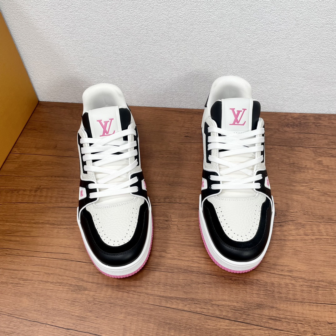 Louis Vuitton Trainer Sneakers: עור לבן, שחור וורוד לגברים, נוחות וסגנון 3 i1729338732 5746 6