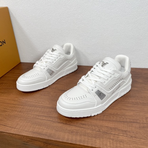 Louis Vuitton Trainer White Leather Sneaker with Studs & LV Signature 1 Louis Vuitton Trainer White Leather Sneaker with Studs & LV Signature