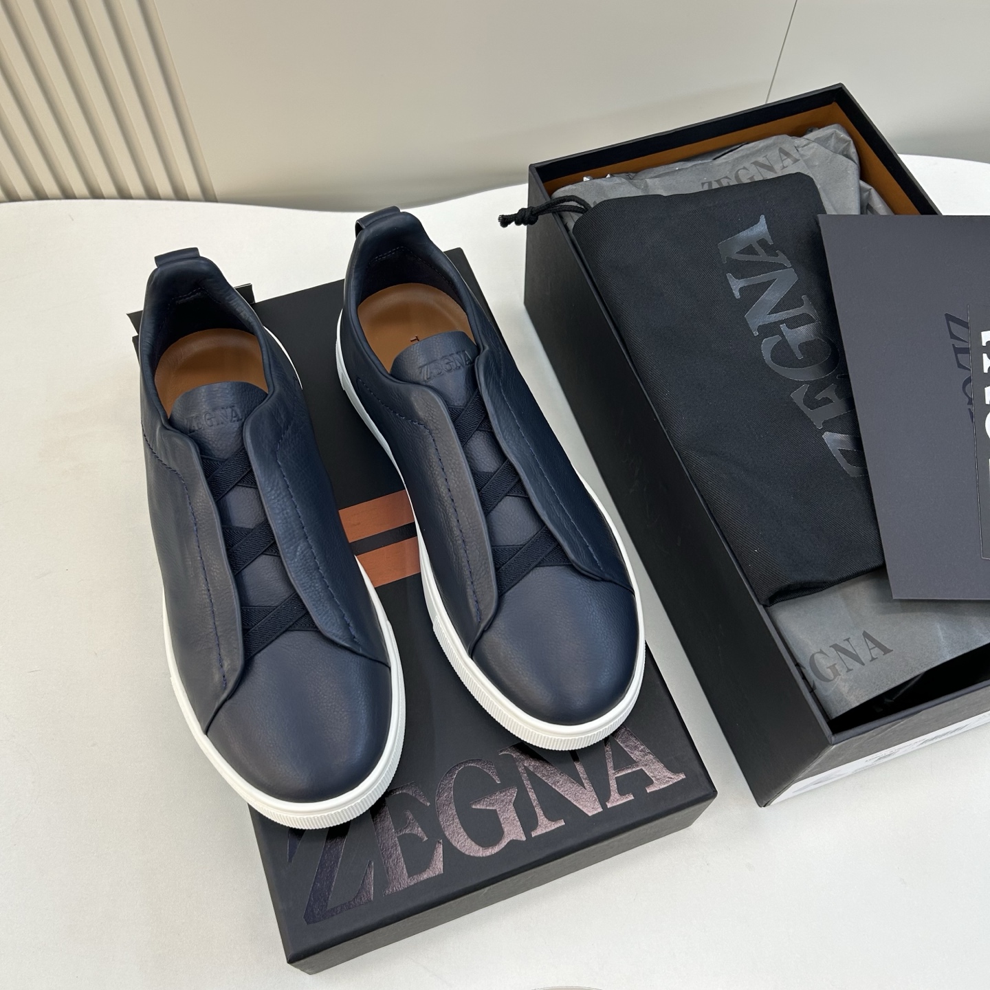 Мокасины мужские ZEGNA синие классические