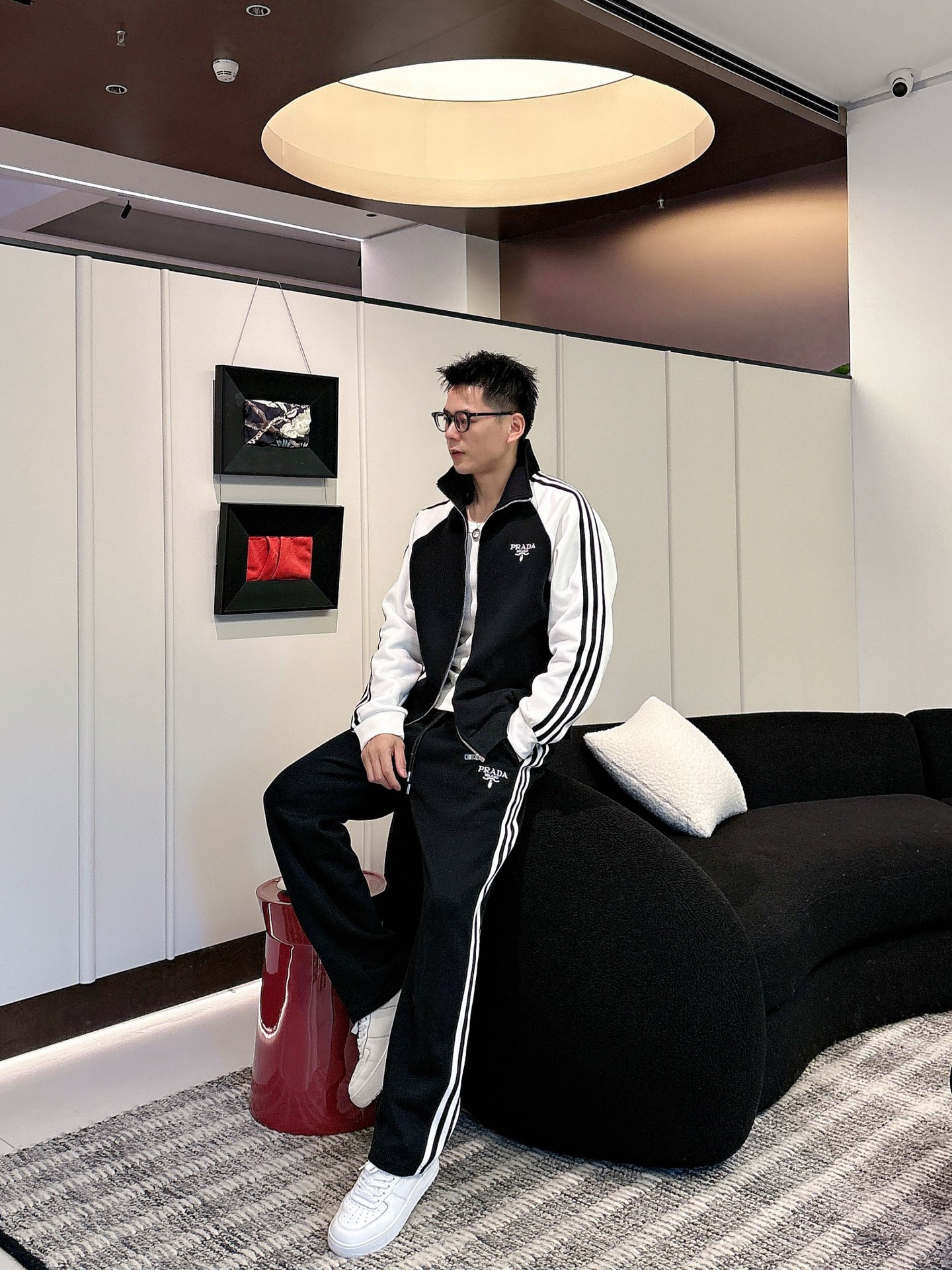 Prada Men's Black & White Two-Piece Tracksuit with Logo Embroidery, M-3XL 6 i1758471216260 135 0 10
