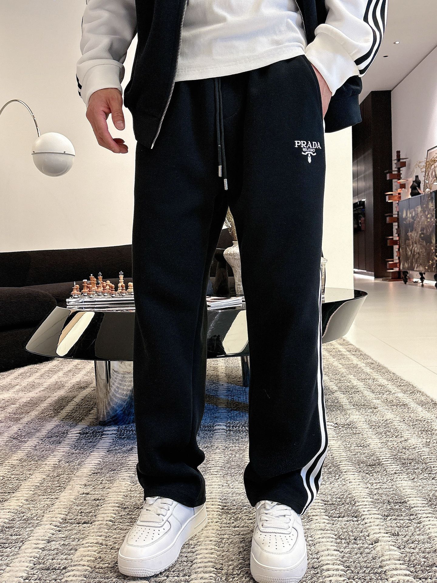 Prada Men's Black & White Two-Piece Tracksuit with Logo Embroidery, M-3XL 11 i1758471217262 8982 0 11