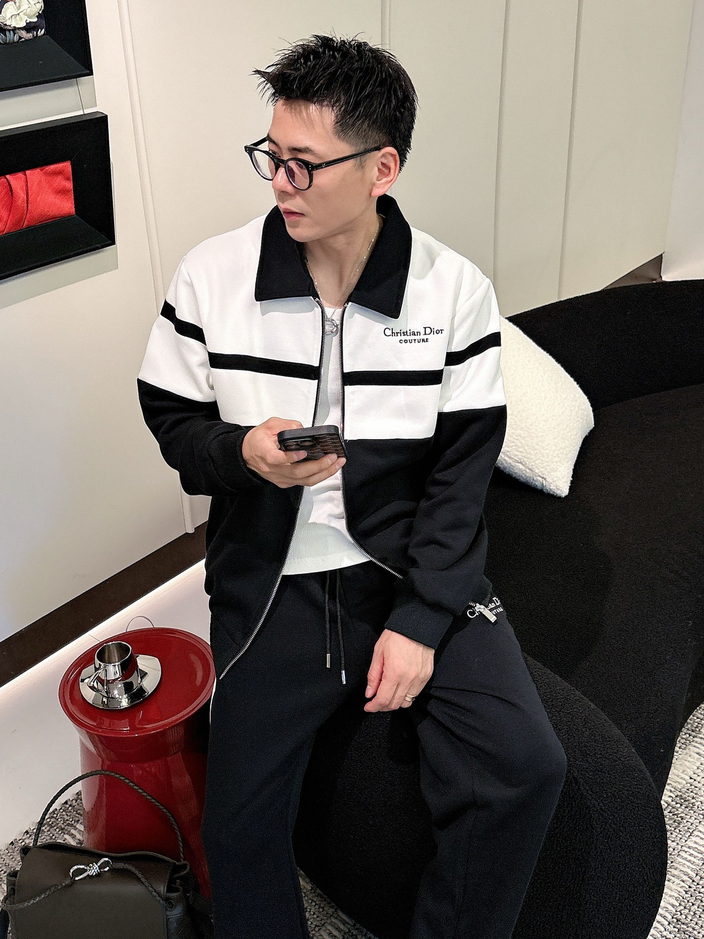 Dior Black & White Knit Tracksuit Set - Embroidered Logo, Casual Style 9 i1758471587501 5685 0 6