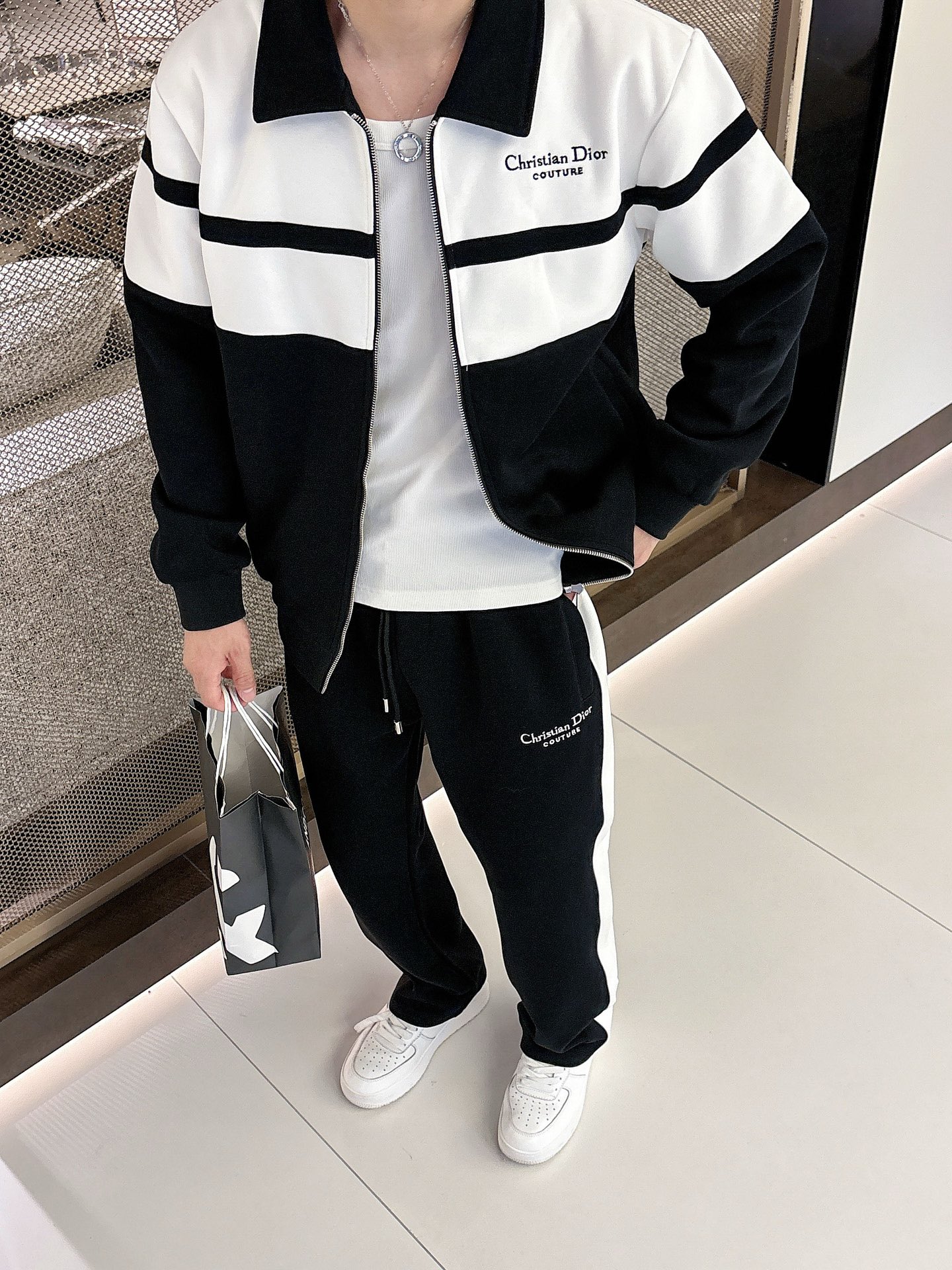 Dior Black & White Knit Tracksuit Set - Embroidered Logo, Casual Style 8 i1758471588403 9060 0 3