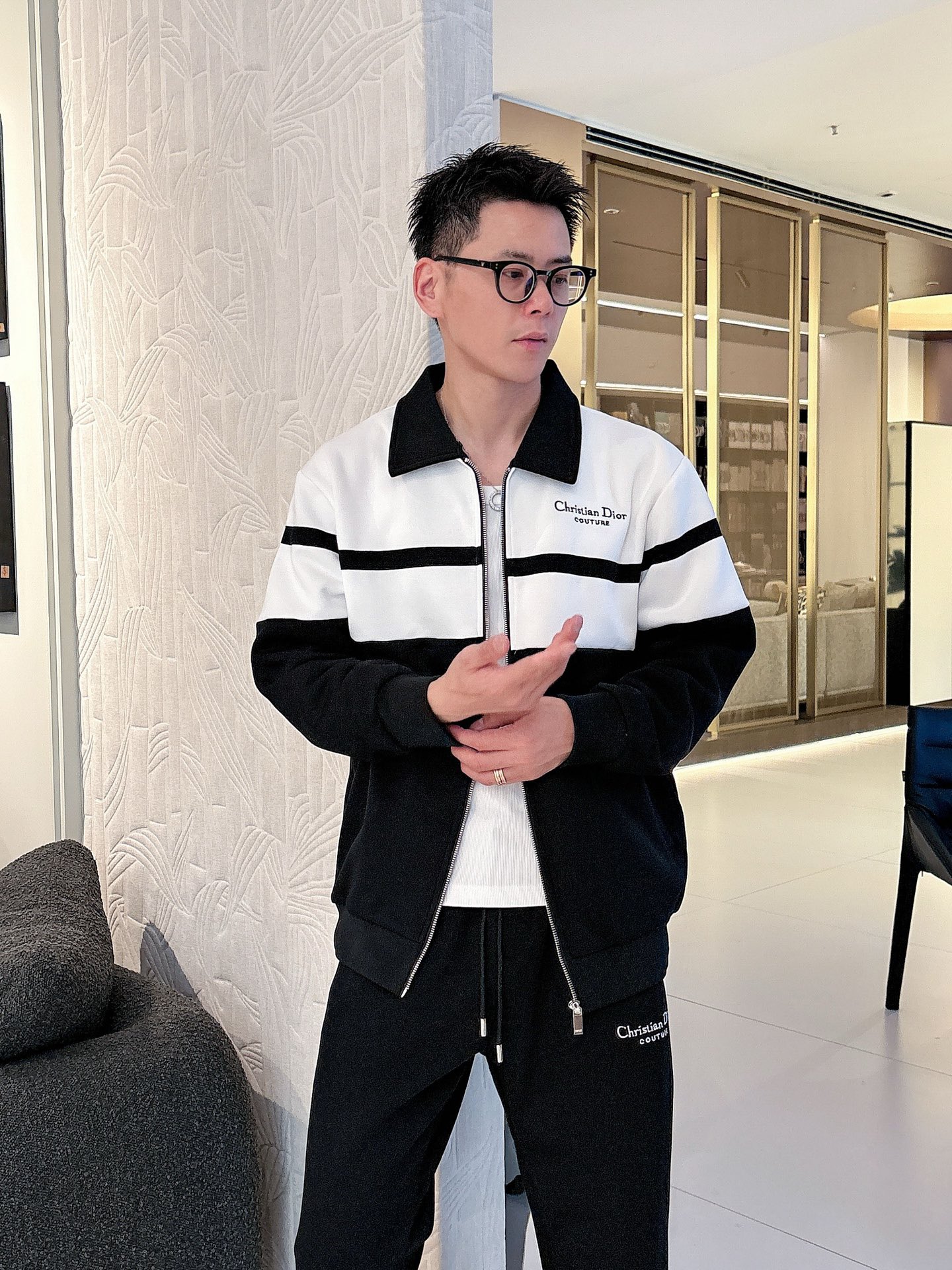 Dior Black & White Knit Tracksuit Set - Embroidered Logo, Casual Style 4 i1758471588903 2222 0 0
