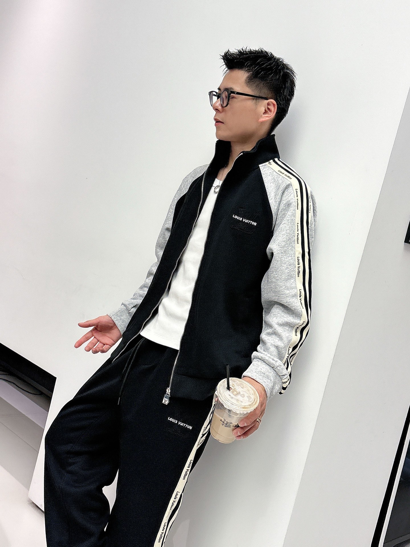 Louis Vuitton Men's Black & Grey Tracksuit Set, Designer Logo, Casual Style 5 i1758471979770 7491 0 6