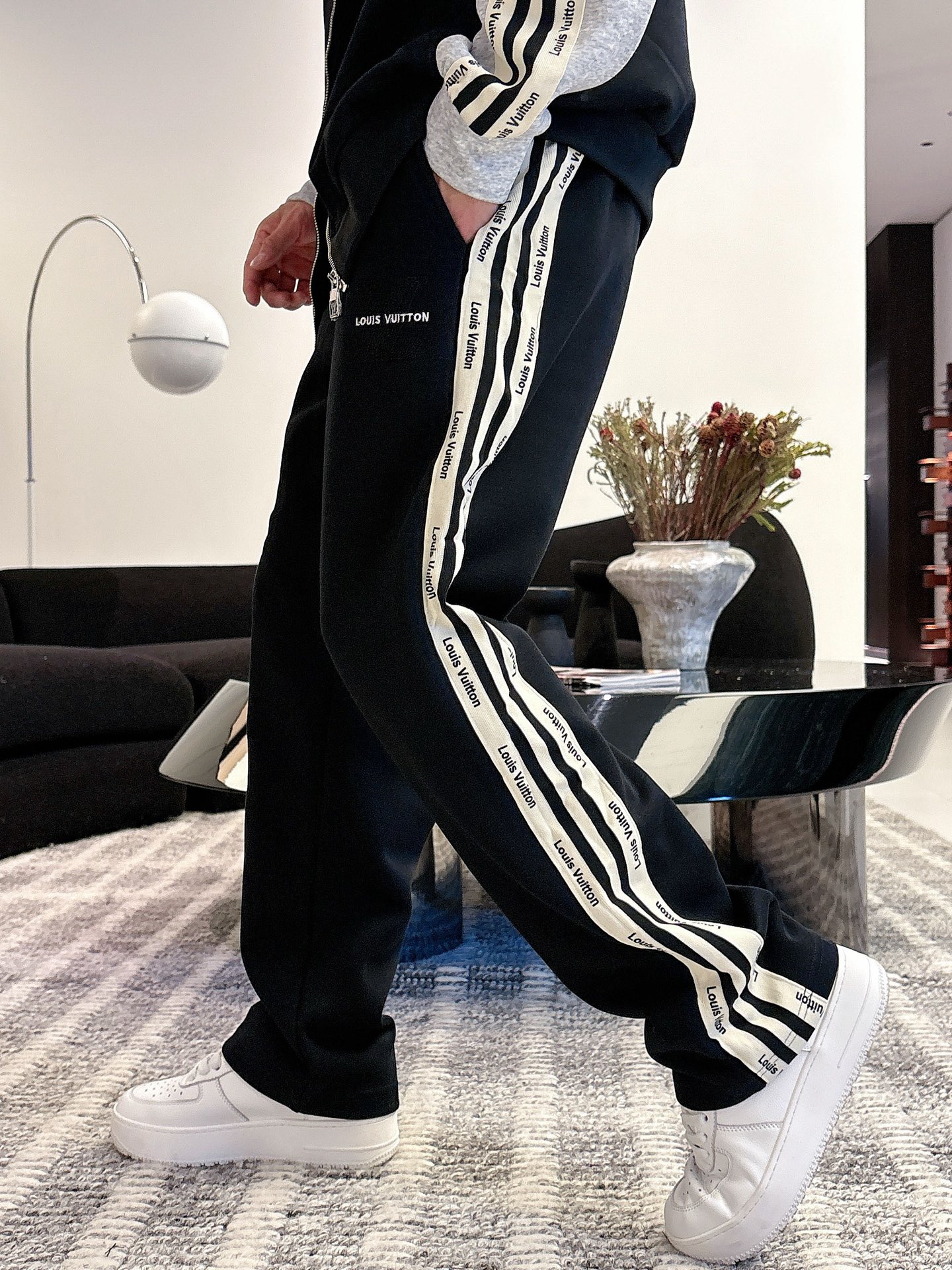 Louis Vuitton Men's Black & Grey Tracksuit Set, Designer Logo, Casual Style 12 i1758471979790 6533 0 11