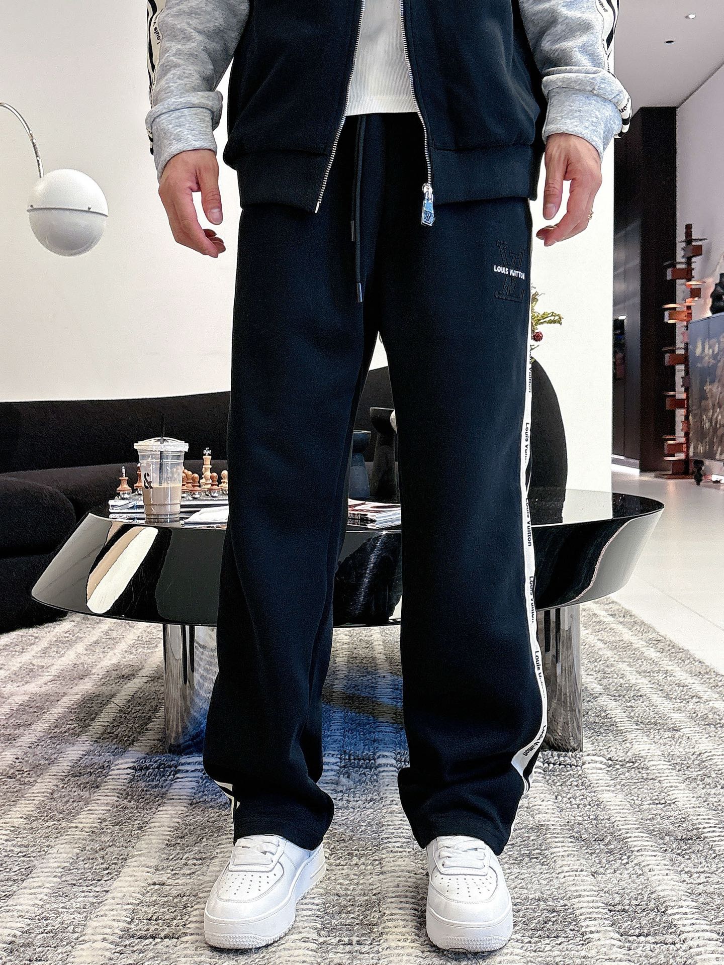 Louis Vuitton Men's Black & Grey Tracksuit Set, Designer Logo, Casual Style 11 i1758471980743 2765 0 10