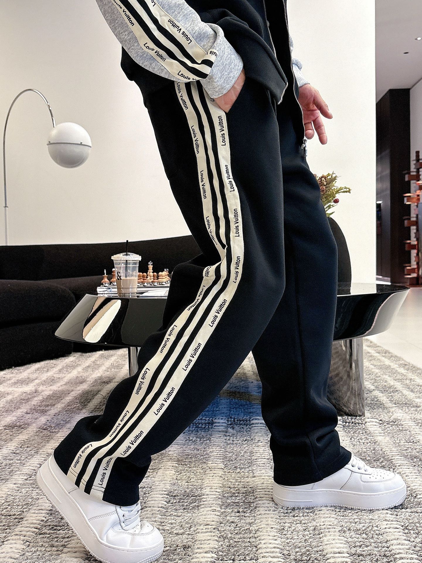 Louis Vuitton Men's Black & Grey Tracksuit Set, Designer Logo, Casual Style 13 i1758471980746 1237 0 12