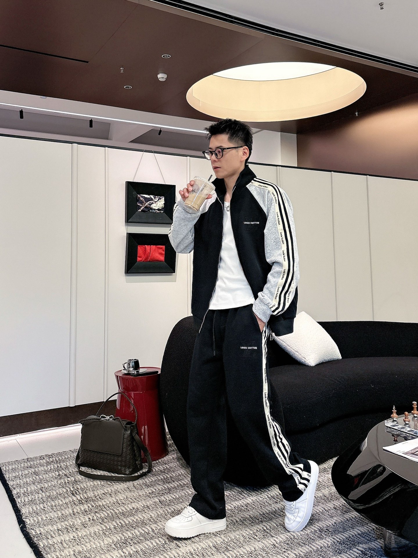 Louis Vuitton Men's Black & Grey Tracksuit Set, Designer Logo, Casual Style 3 i1758471981305 4639 0 7