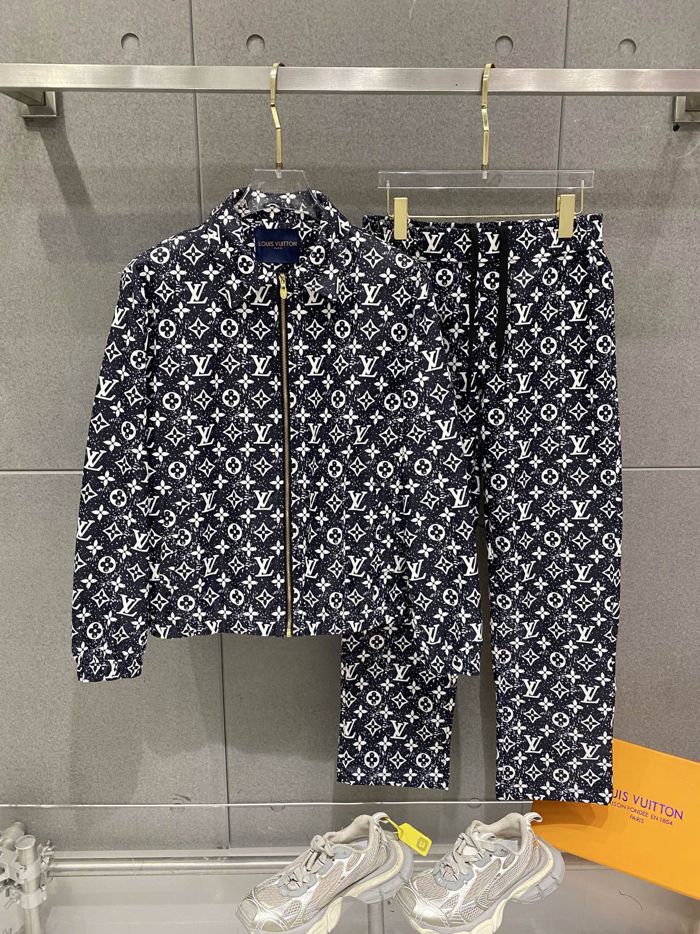 Louis Vuitton Black Monogram Jacket and Pants Set