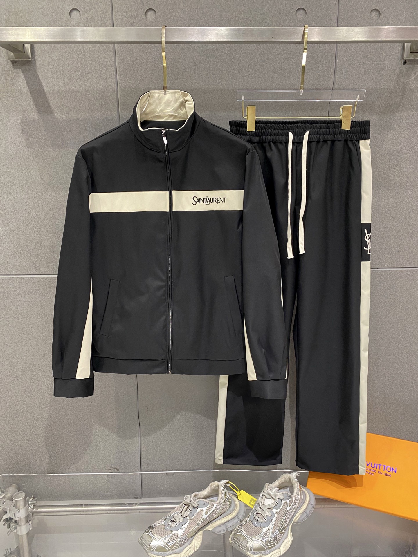 Saint Laurent Black Color Block Tracksuit