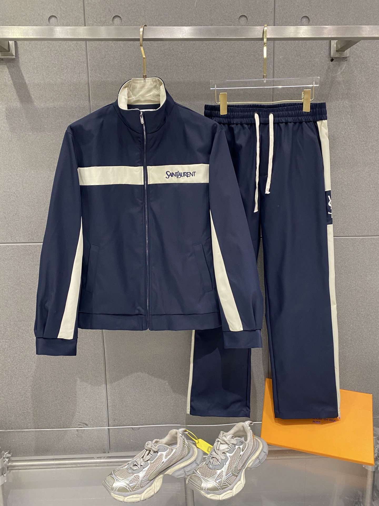 Saint Laurent Navy Color Block Tracksuit