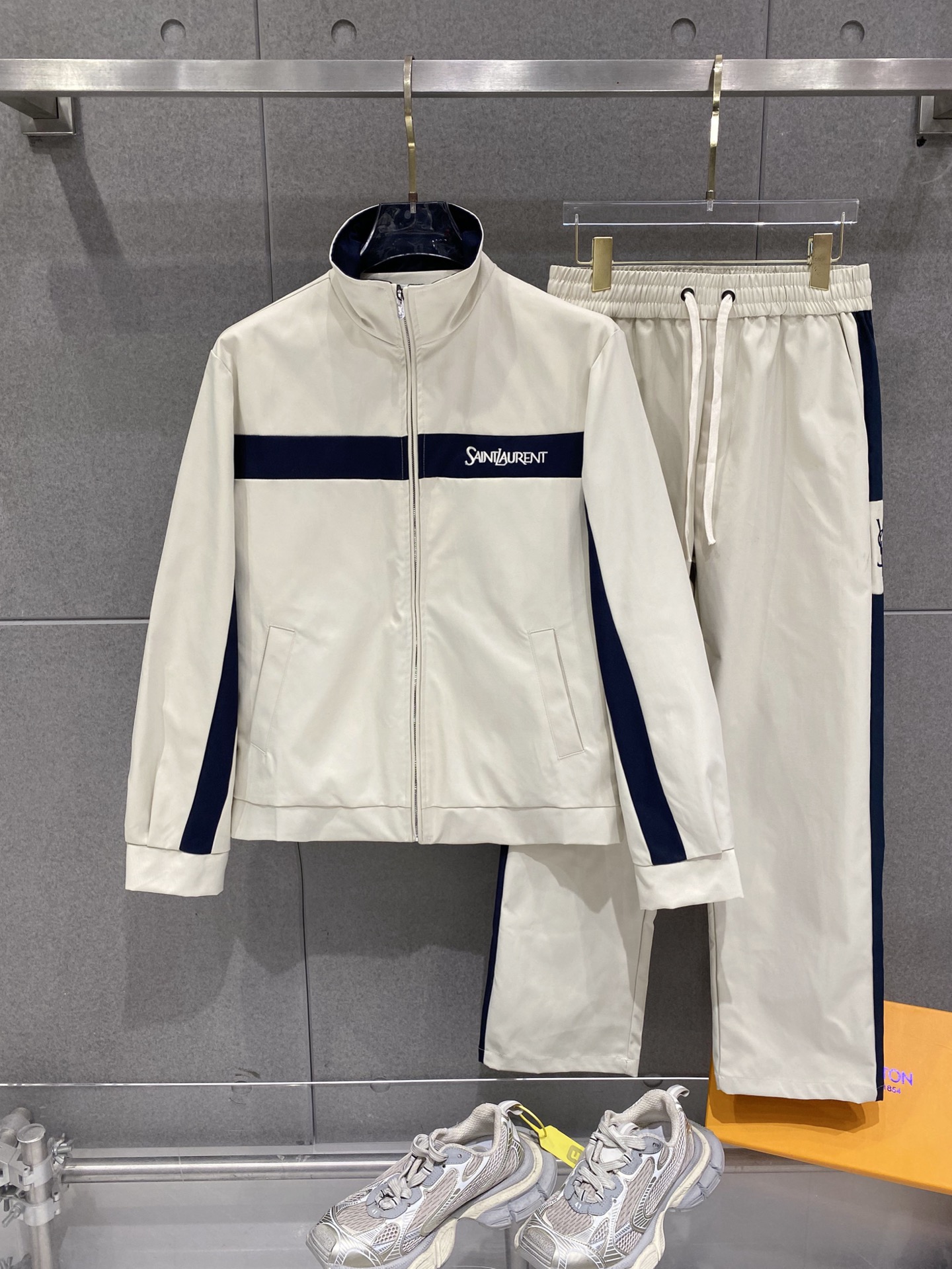 Saint Laurent Cream Color Block Tracksuit