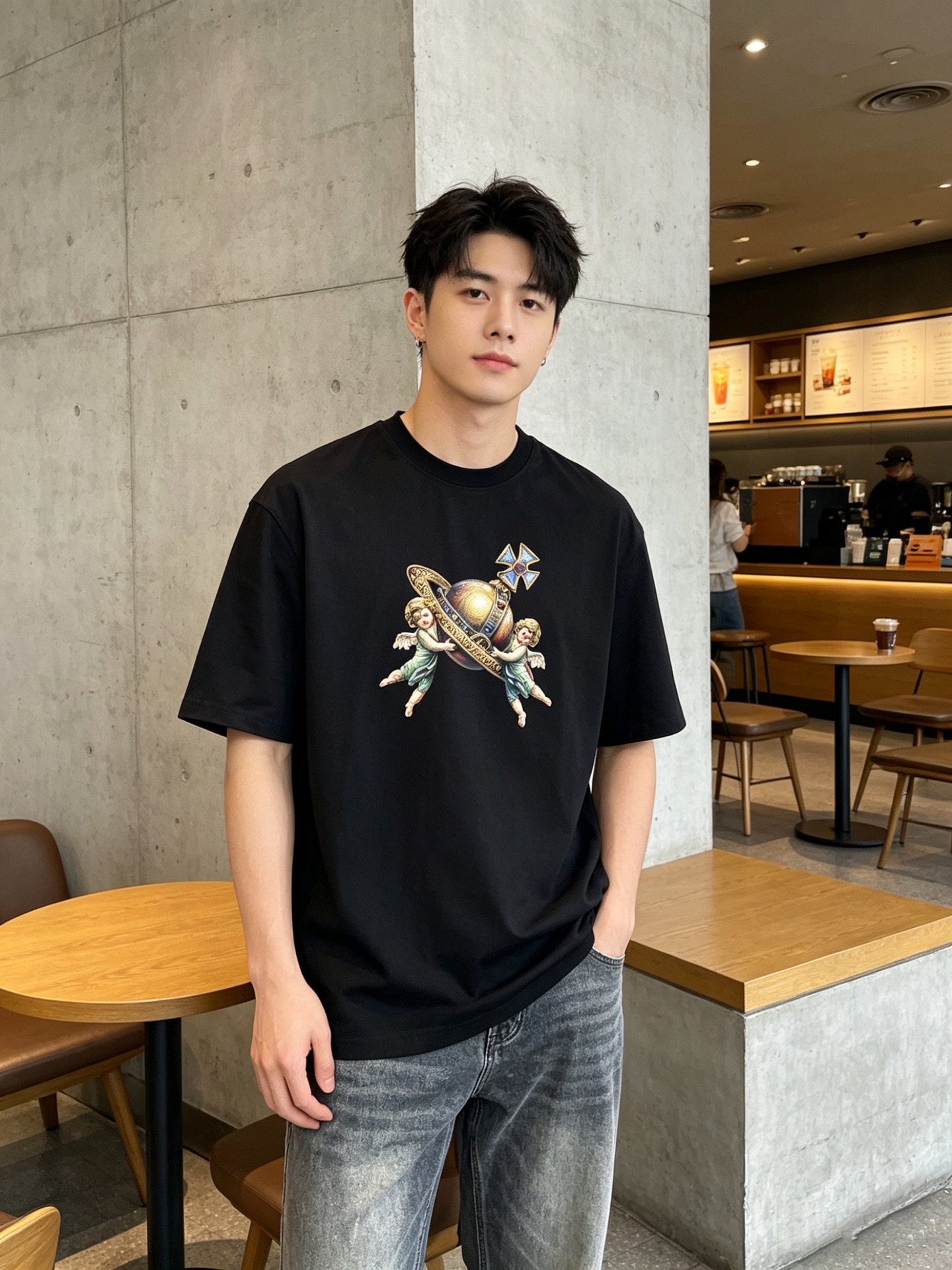 NO:829648,Queen Mother West 2026 spring and summer new products, complete with three standards, mercerized cotton round neck short-sleeved T-shirt, counter size M-XXXL 175/140, recommended L,, T-shirt, tees, t-shirt,19860909西太后 2026年春夏新品上新 三标齐全 丝光棉圆领短袖T恤 专柜码数M-XXXL 175/140建议L,,T-shirt,tees，t-shirt,,Men's clothing