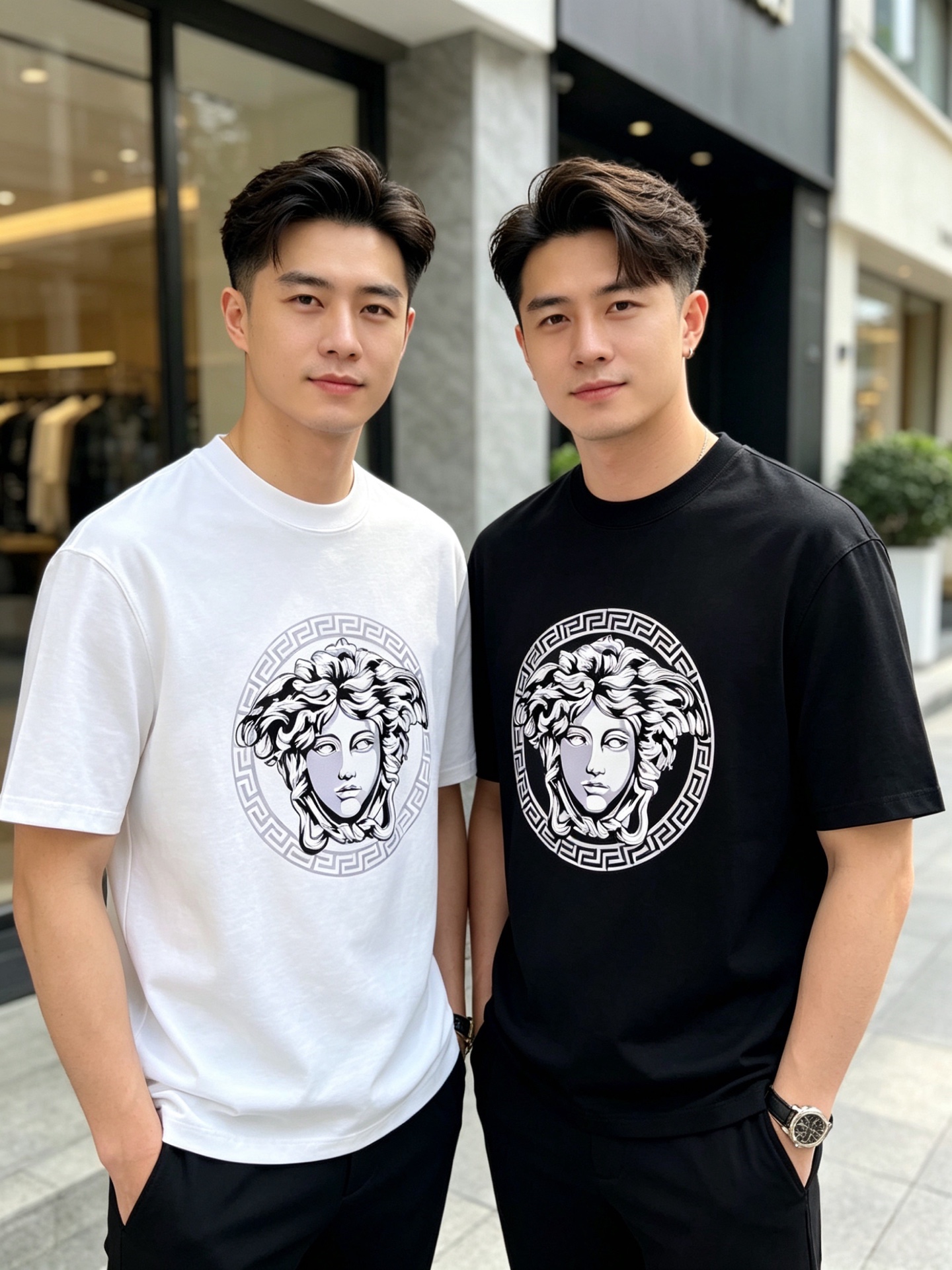 NO:847633,Versace/Versace 2026 spring and summer new products, complete with three labels, mercerized cotton round neck short-sleeved T-shirt, counter size M-XXXL 175/140, recommended L,,versace,versace,T-shirt,tees,t-shirt,19860909Versace/范思哲 2026年春夏新品上新 三标齐全 丝光棉圆领短袖T恤 专柜码数M-XXXL 175/140建议L,,versace,versace,T-shirt,tees，t-shirt,,Men's clothing