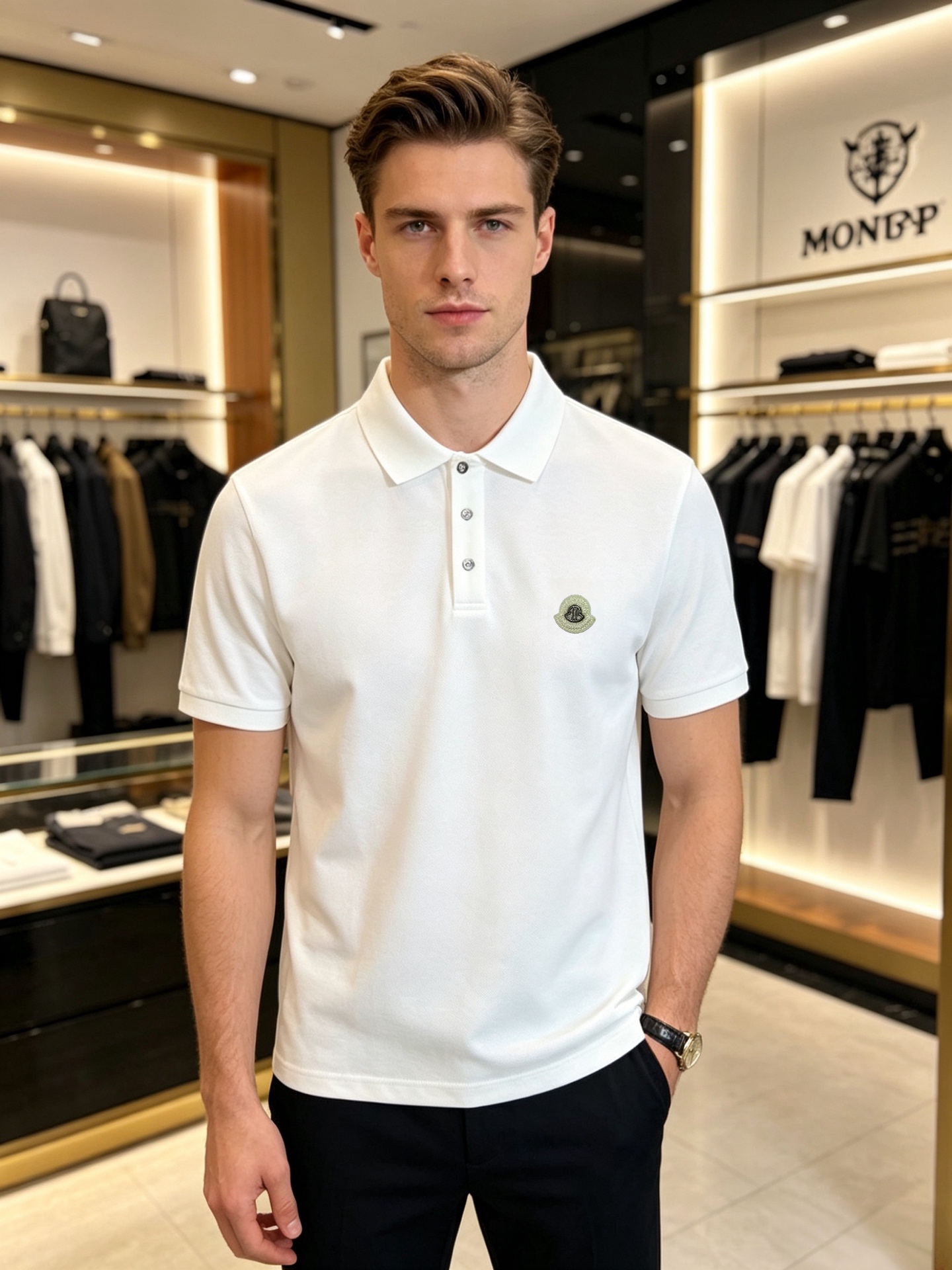 NO:849005,Moncler/Mongolian 2026 spring and summer new products, complete with three labels, lapel short-sleeved POLO shirt, good product, no need to introduce too much, look at the details, counter size M-XXXL / recommended L, slim fit, Moncler, T-shirt,19860909Moncler/蒙口 2026年春夏新品上新 三标齐全 翻领短袖POLO衫 好货不用过多介绍 看细节 专柜码数M-XXXL /建议L 修身版型,,Moncler,T-shirt,,Men's clothing