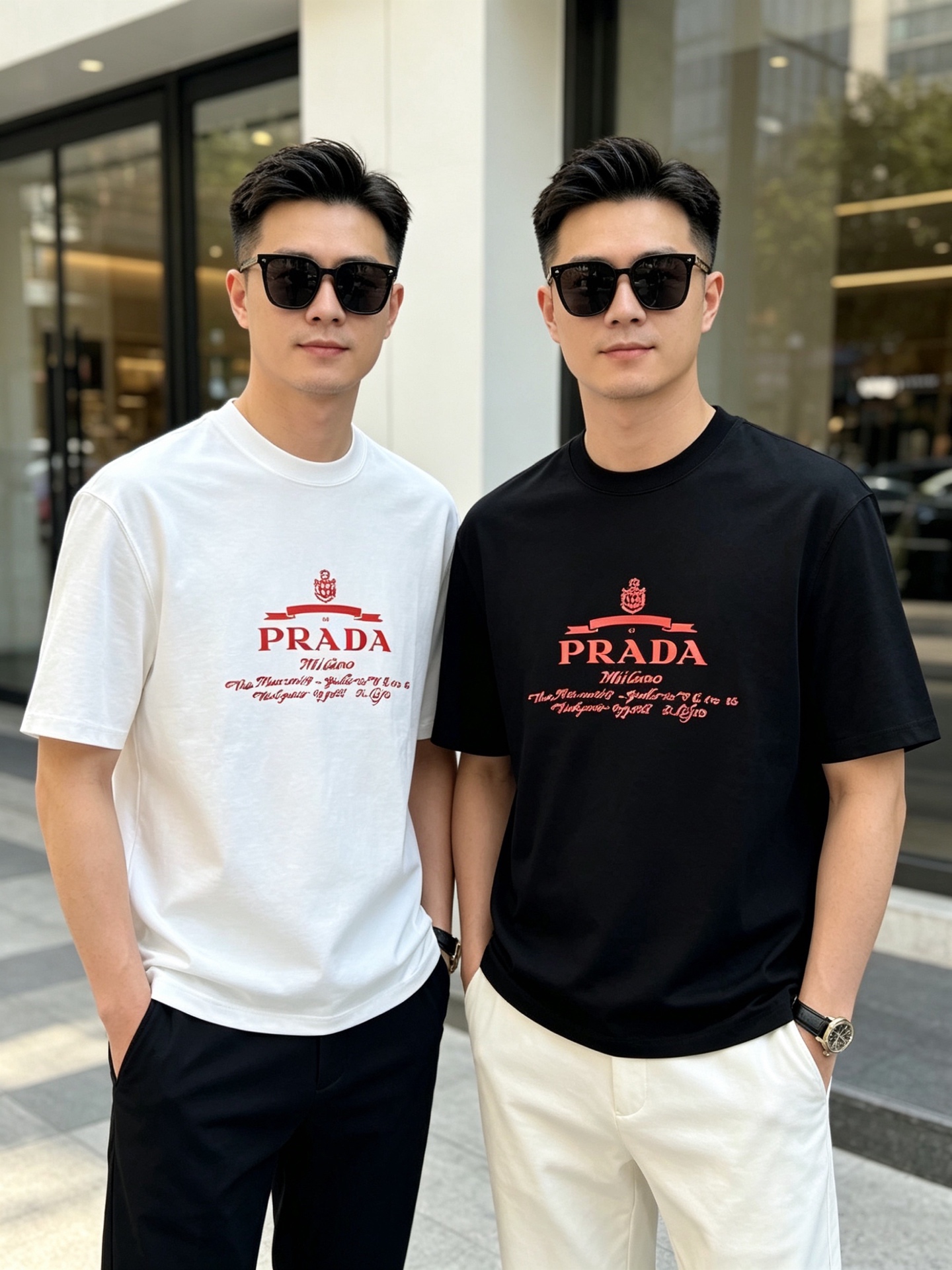 NO:857098,prada/Prada 2026 spring and summer new products, complete with three labels, mercerized cotton short-sleeved T-shirt, good product, no need to introduce too much, look at the details, counter size M-XXXL 175/140, recommended L,, prada, prada, T-shirt, tees, t-shirt,19860909prada/普拉达 2026春夏新品 三标齐全 丝光棉短袖T恤 好货不用过多介绍 看细节 专柜码数M-XXXL 175/140建议L,,prada,prada,T-shirt,tees，t-shirt,,Men's clothing