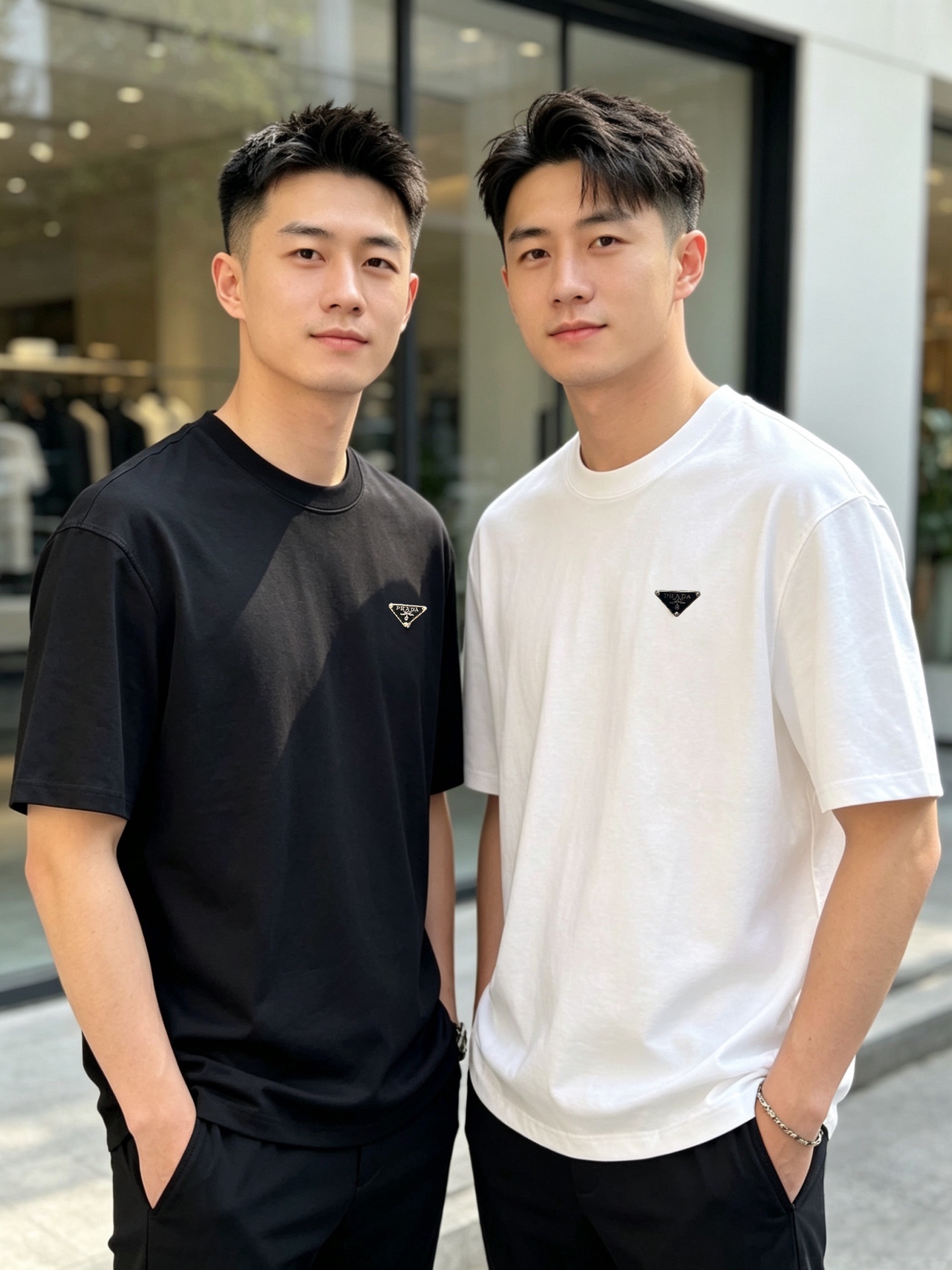 NO:910287,prada/Prada 2026 spring and summer new products, complete with three labels, mercerized cotton short-sleeved T-shirt, good product, no need to introduce too much, look at the details, counter size M-XXXL 175/140, recommended L,, prada, prada, T-shirt, tees, t-shirt,19860909prada/普拉达 2026春夏新品 三标齐全 丝光棉短袖T恤 好货不用过多介绍 看细节 专柜码数M-XXXL 175/140建议L,,prada,prada,T-shirt,tees，t-shirt,,Men's clothing