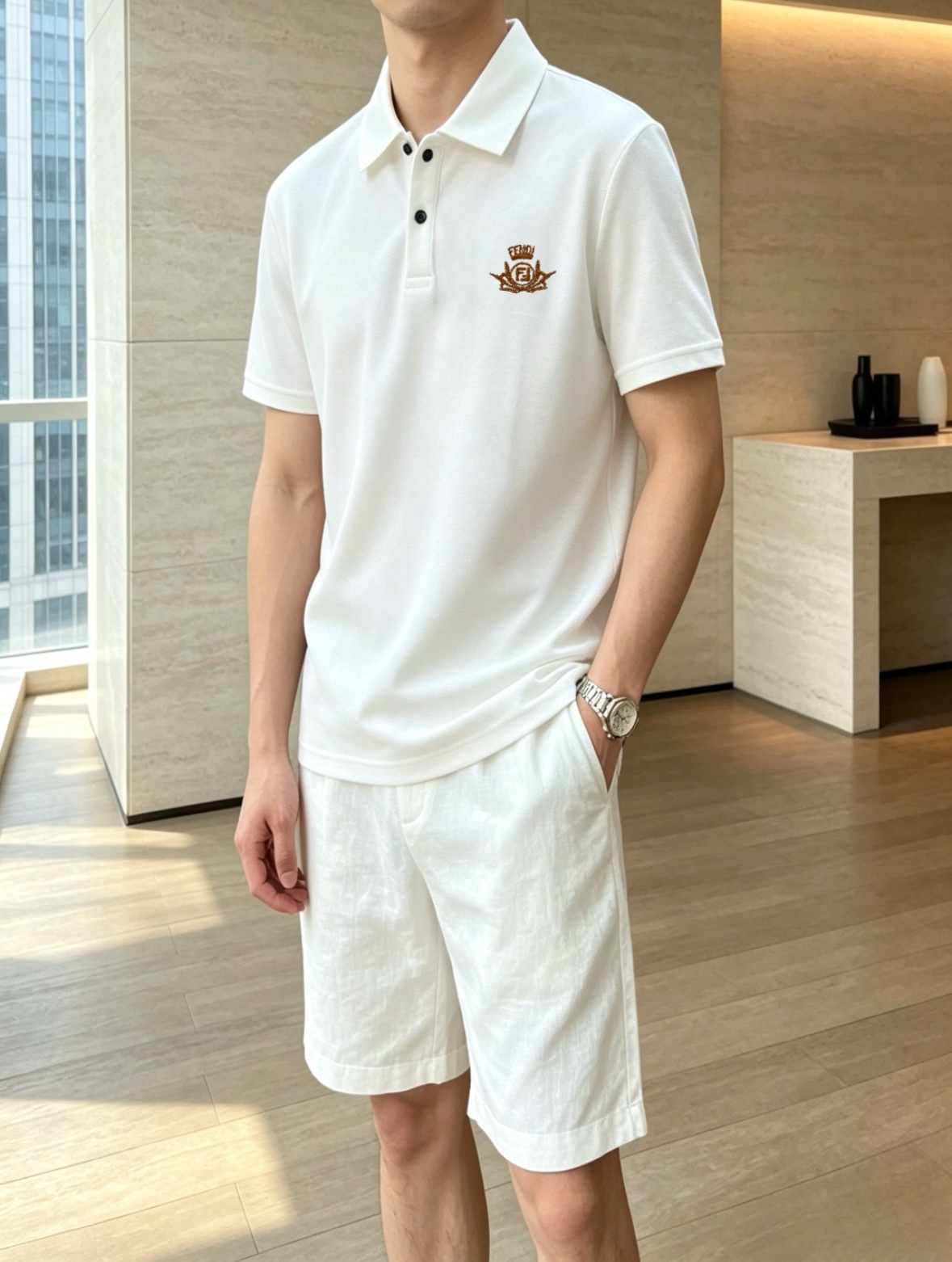 NO:950018,Fendi/Fendi 2026 spring and summer new products, complete with three labels, lapel short-sleeved polo shirt, counter size M-XXXL 175/140, recommended L,,fendi,fendi,T-shirt,19860909Fendi/芬迪 2026年春夏新品上新 三标齐全 翻领短袖polo衫 专柜码数M-XXXL 175/140建议L,,fendi,fendi,T-shirt,,Men's clothing