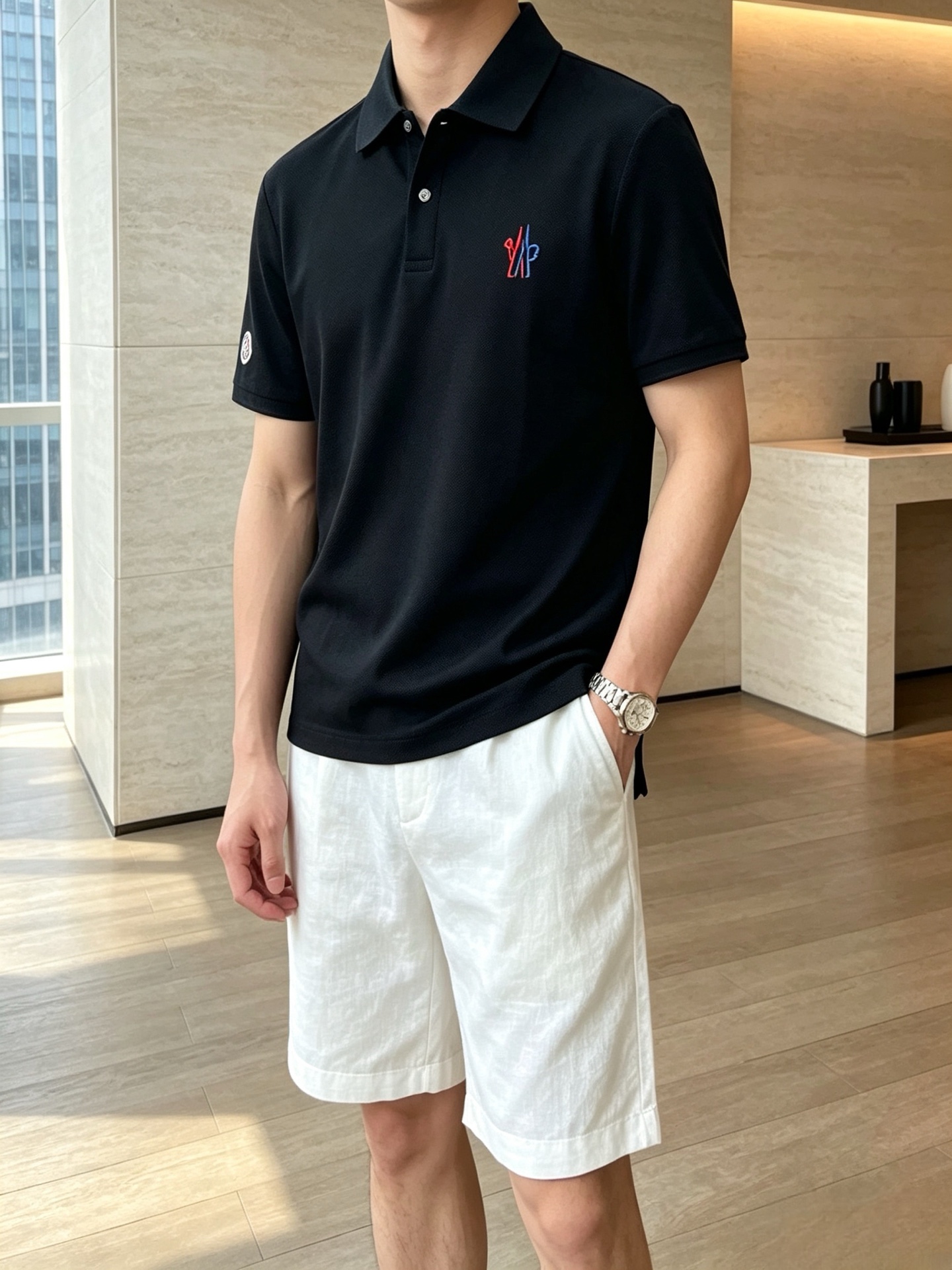 NO:950030,Moncler/Mongolian 2026 spring and summer new products, complete with three labels, lapel short-sleeved polo shirt, counter size M-XXXL 175/140, recommended L, Moncler, T-shirt,19860909Moncler/蒙口 2026年春夏新品上新 三标齐全 翻领短袖polo衫 专柜码数M-XXXL 175/140建议L,,Moncler,T-shirt,,Men's clothing