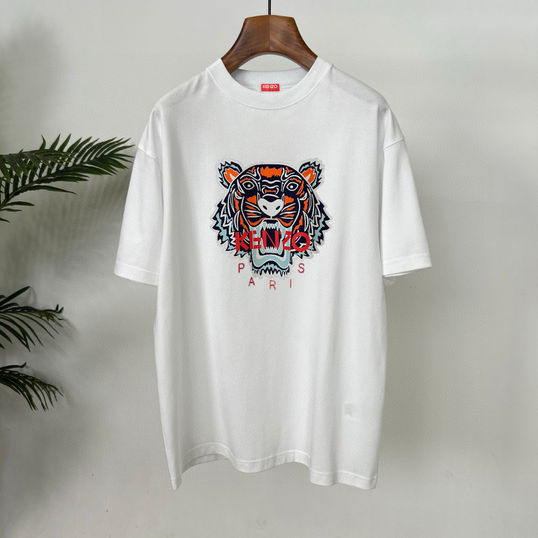 P75 KENZO 2025 última colección de moda para parejas, clásico estampado de cabeza de tigre en camiseta de cue…