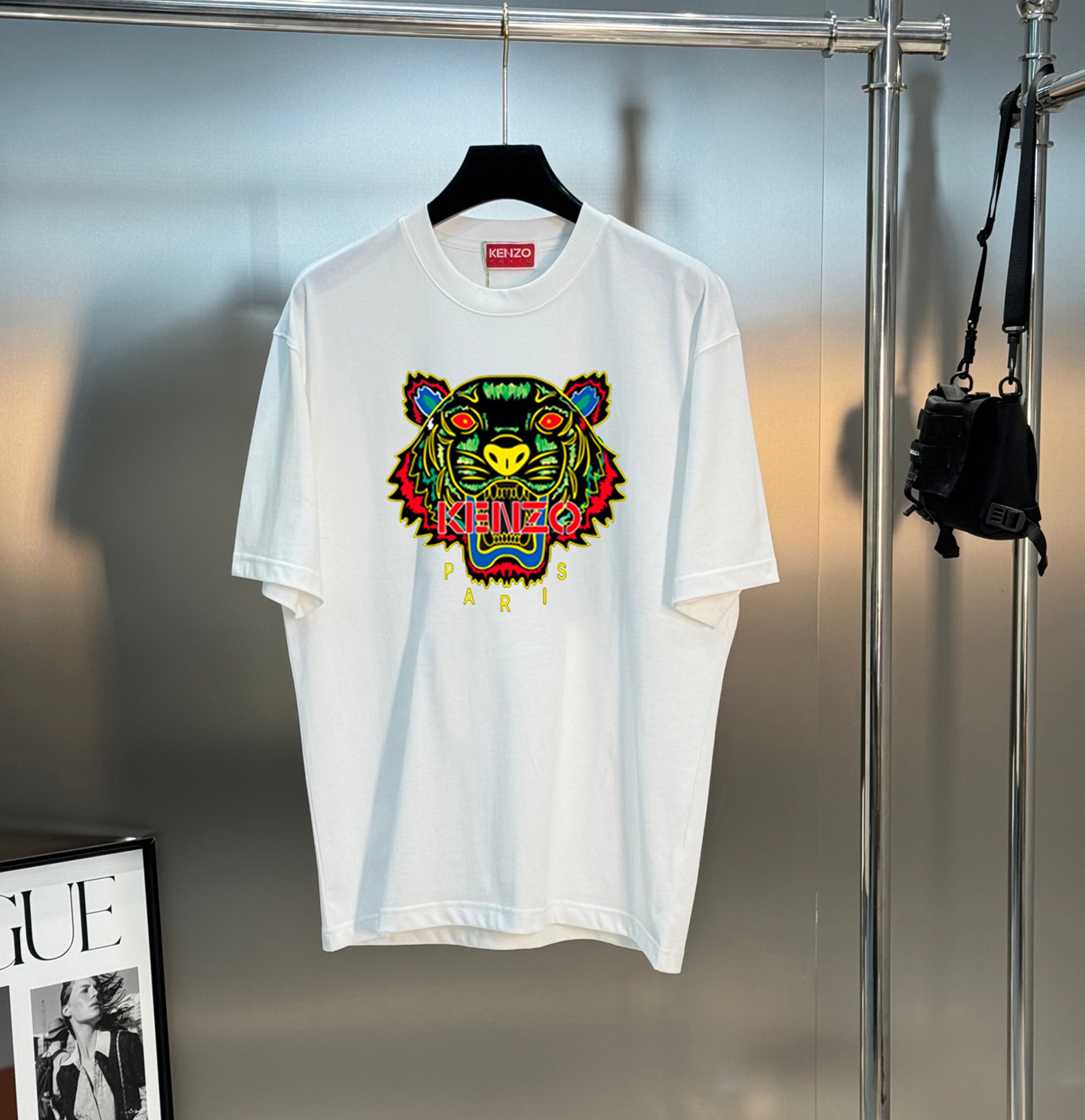 P75 💥 KENZO 2025 última colección de moda para parejas, clásico estampado de cabeza de tigre en camiseta de …