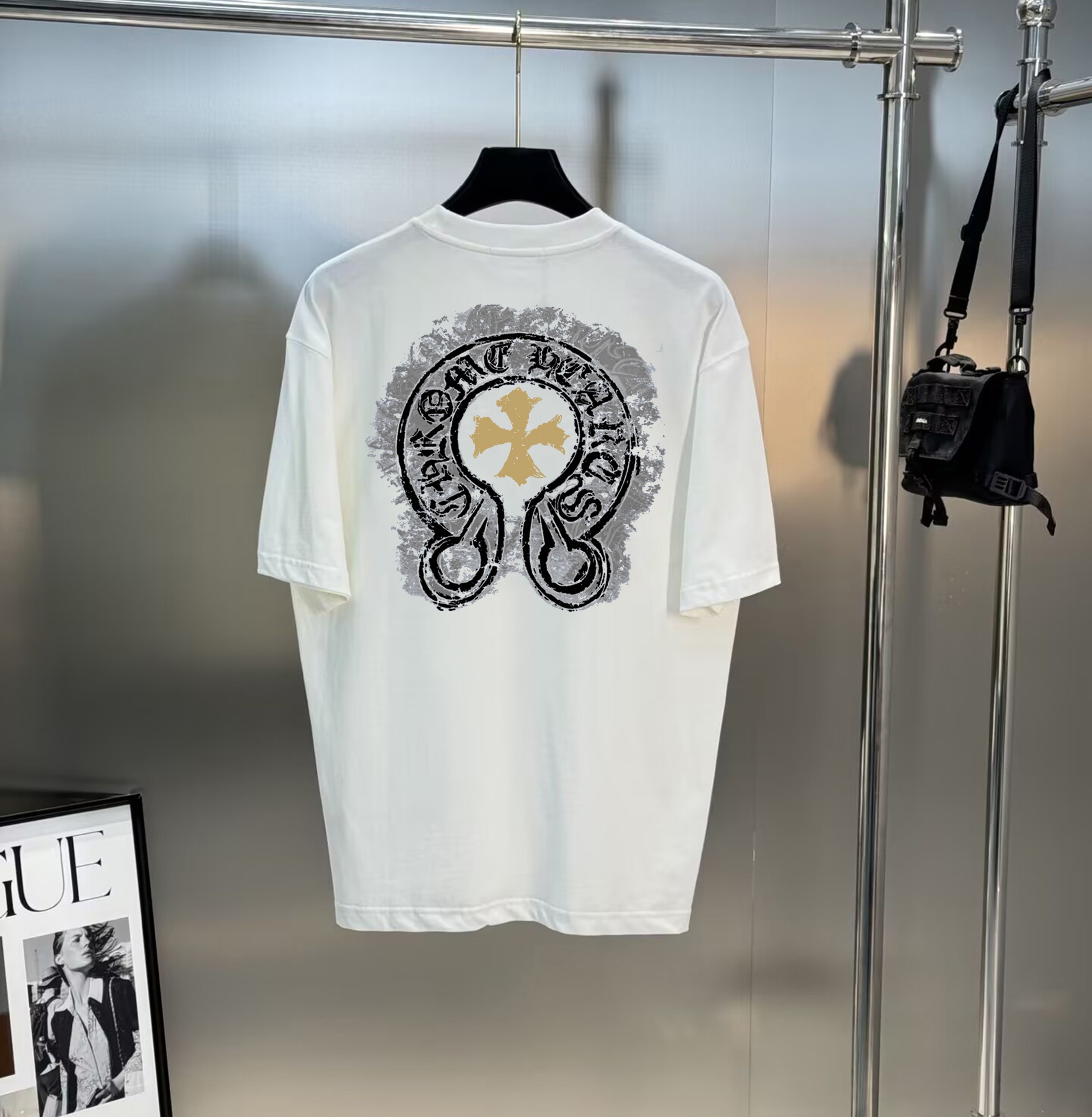 Chrome Hearts Men's White Cotton Graphic Print Short Sleeve T-Shirt