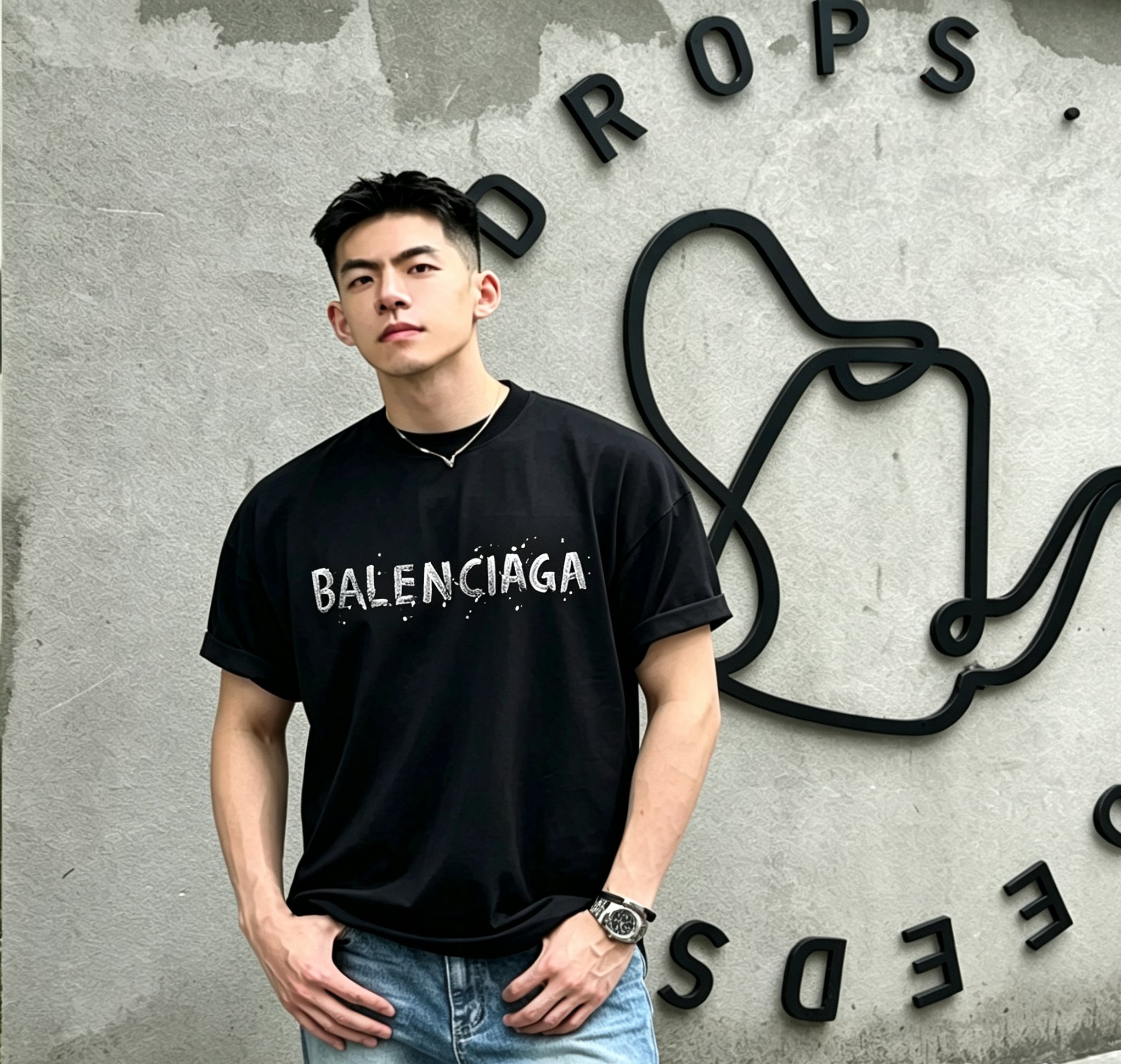 P80 Balenciaga 2026 nueva camiseta de mostrador. Estilo sencillo y encantador. Diseño de transferencia de calor con let…