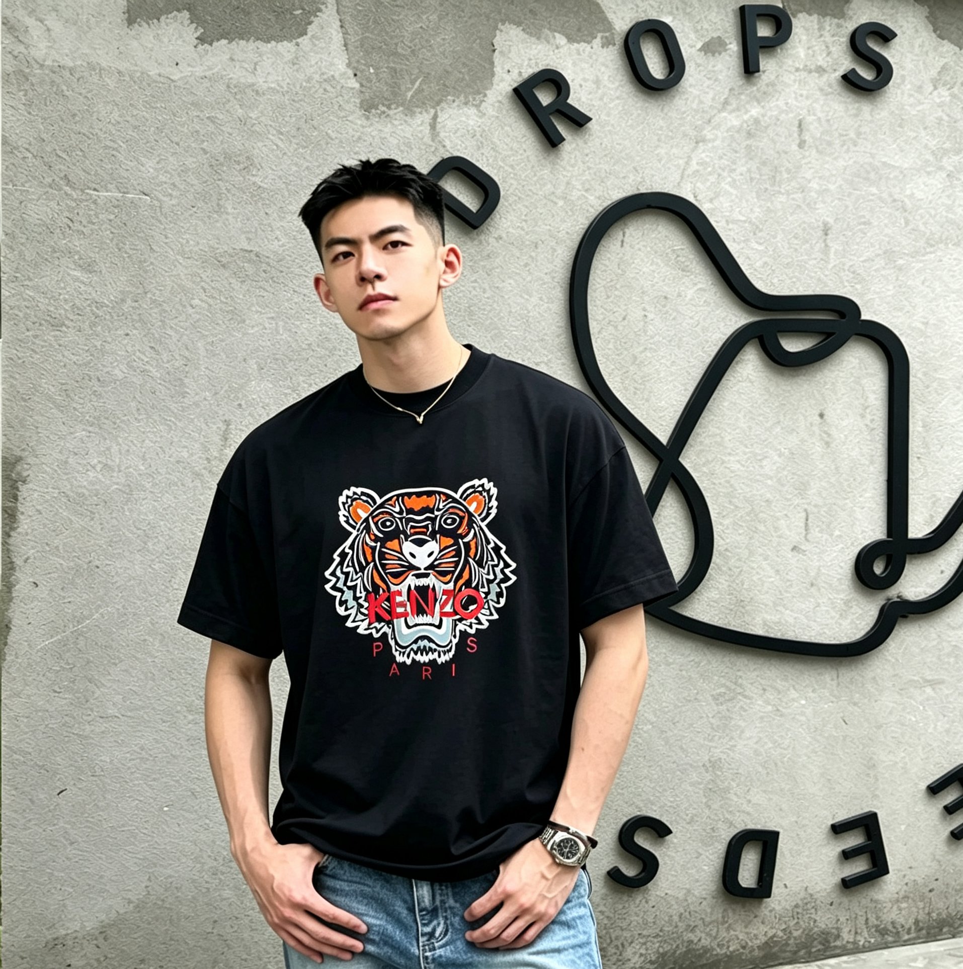 💥 2026, modelo para parejas! Camiseta KENZO con estampado clásico de cabeza de tigre, nuevo de verano! Tejid…