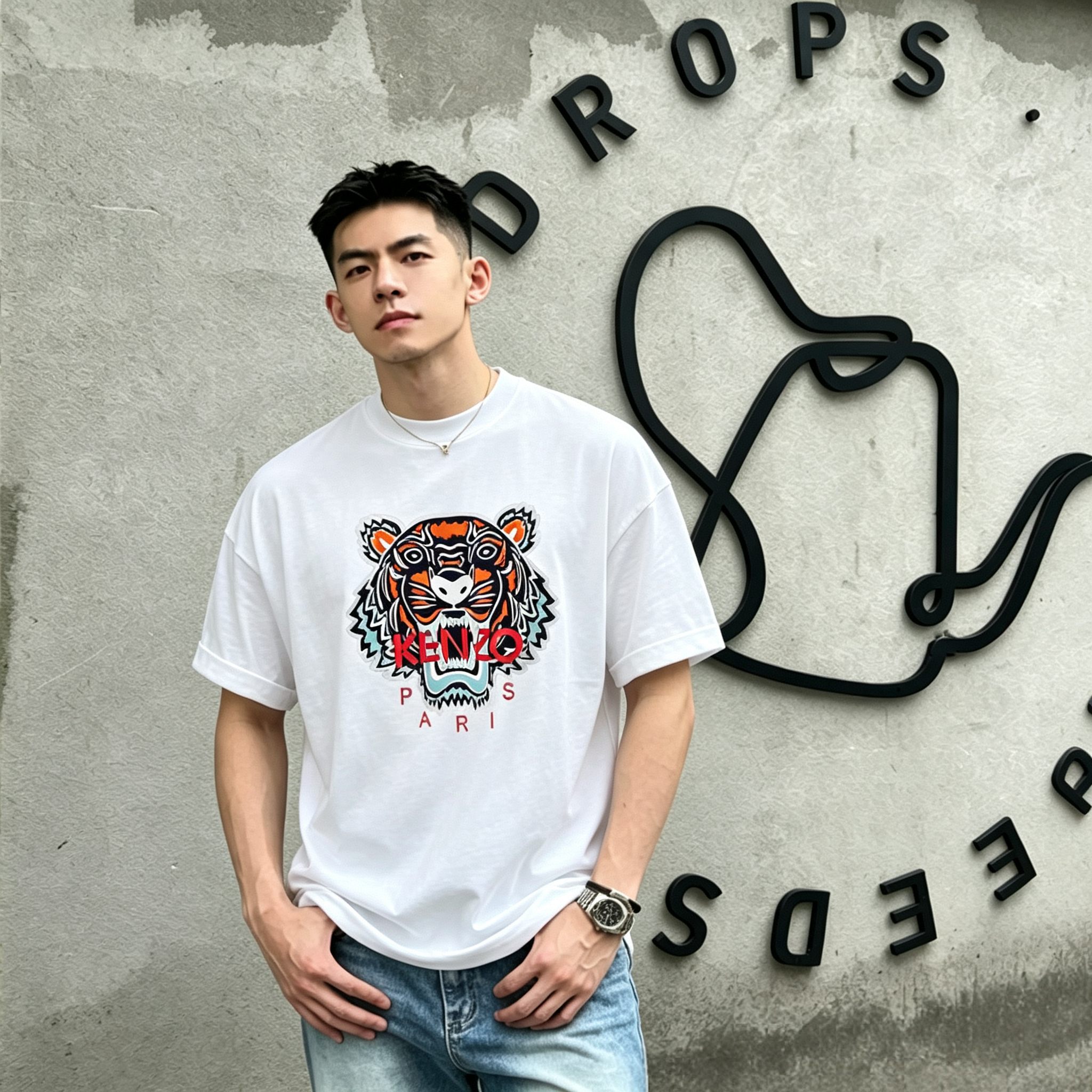 💥 2026, modelo para parejas! Camiseta KENZO con estampado clásico de cabeza de tigre, nuevo de verano! Tejid…