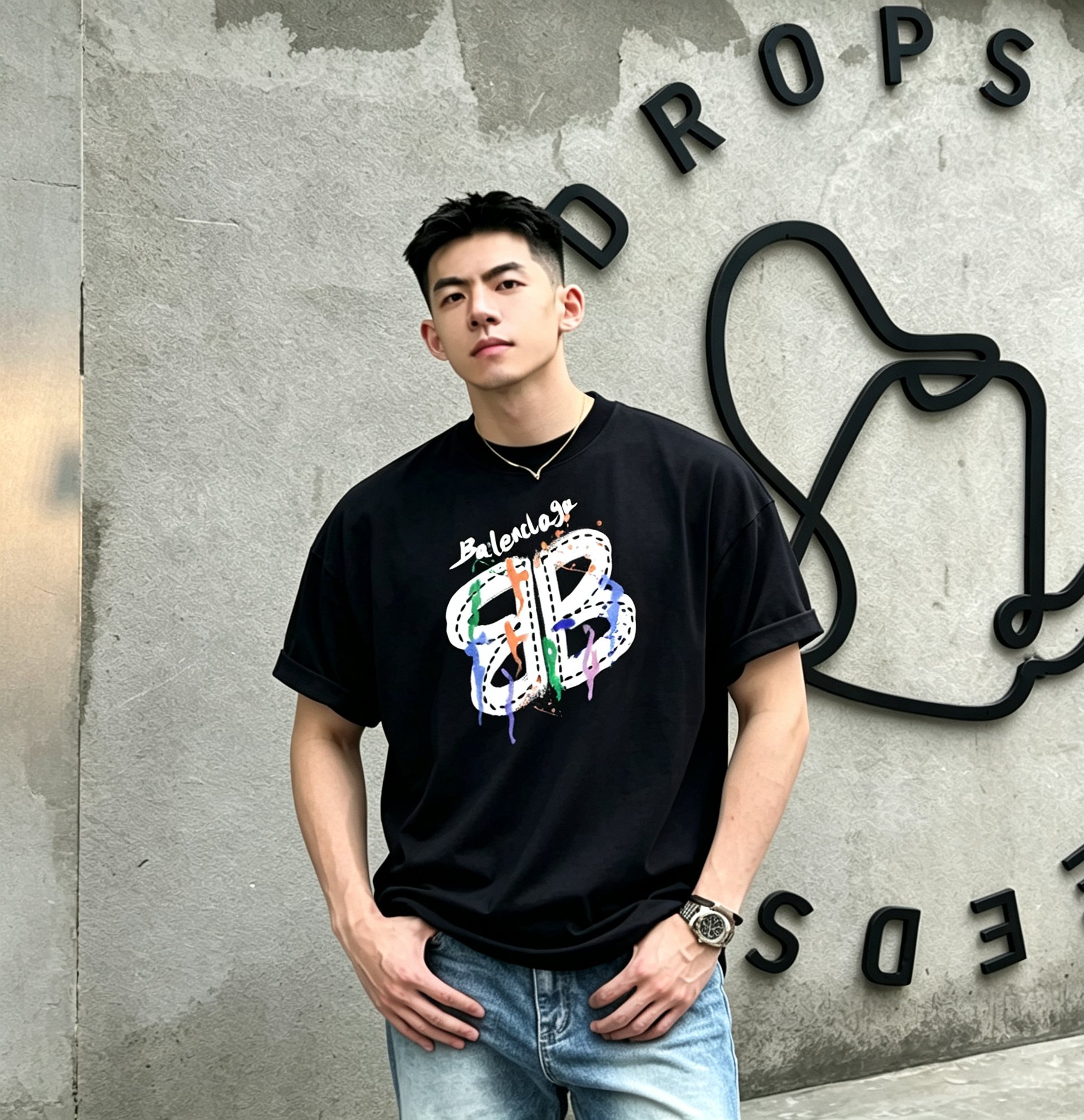 P75 🤔 Camiseta de la marca de moda Balenciaga 2026, ❤️Se presenta el efecto graffiti de la letra db de la marca. ¡El p…