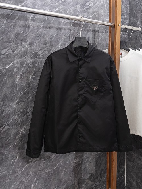 Prada Black Nylon Shirt Jacket with Classic Triangle Logo - Stylish & Durable 1 Prada Black Nylon Shirt Jacket with Classic Triangle Logo - Stylish & Durable