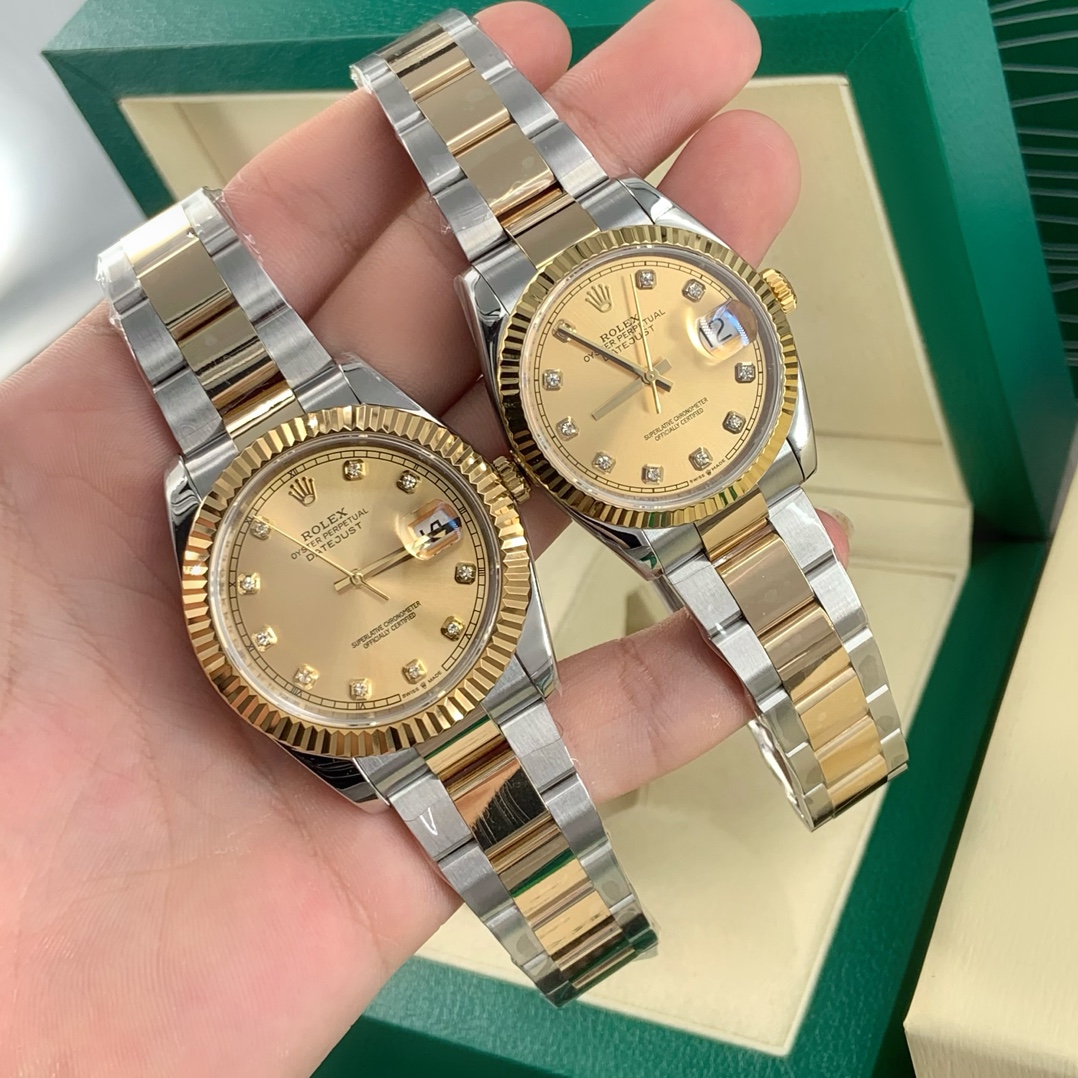 Rolex Datejust Montre Bleu Or Jaune Serti de diamants