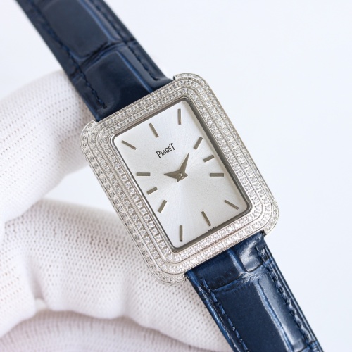 Piaget Limelight Dameshorloge met Diamanten Bezel en Blauwe Leren Band 1 Piaget Limelight Dameshorloge met Diamanten Bezel en Blauwe Leren Band