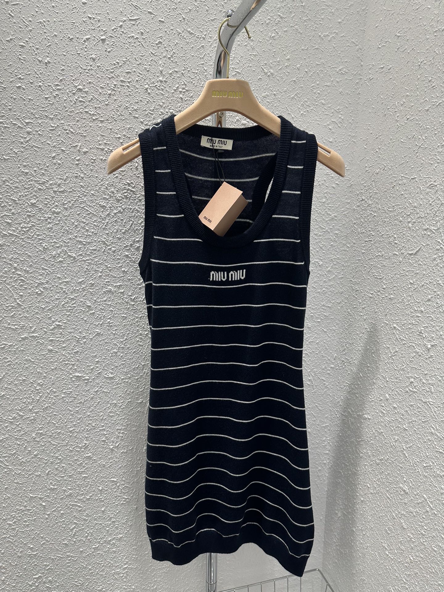 MiuMiu Clothing Dresses Tank Tops&Camis Luxury Fashion Replica Designers
 Black White Knitting Wool Spring/Summer Collection