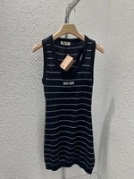 MiuMiu Clothing Dresses Tank Tops&Camis Luxury Fashion Replica Designers
 Black White Knitting Wool Spring/Summer Collection