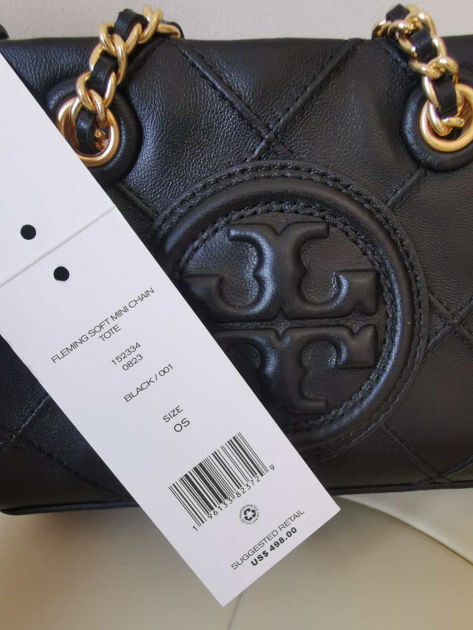 Tory Burch TORY BURCH 汤丽柏琦 FLEMING 迷你链条斜纹托特包
