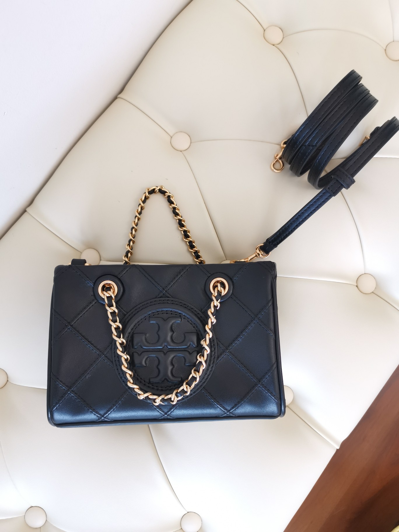 Tory Burch TORY BURCH 汤丽柏琦 FLEMING 迷你链条斜纹托特包