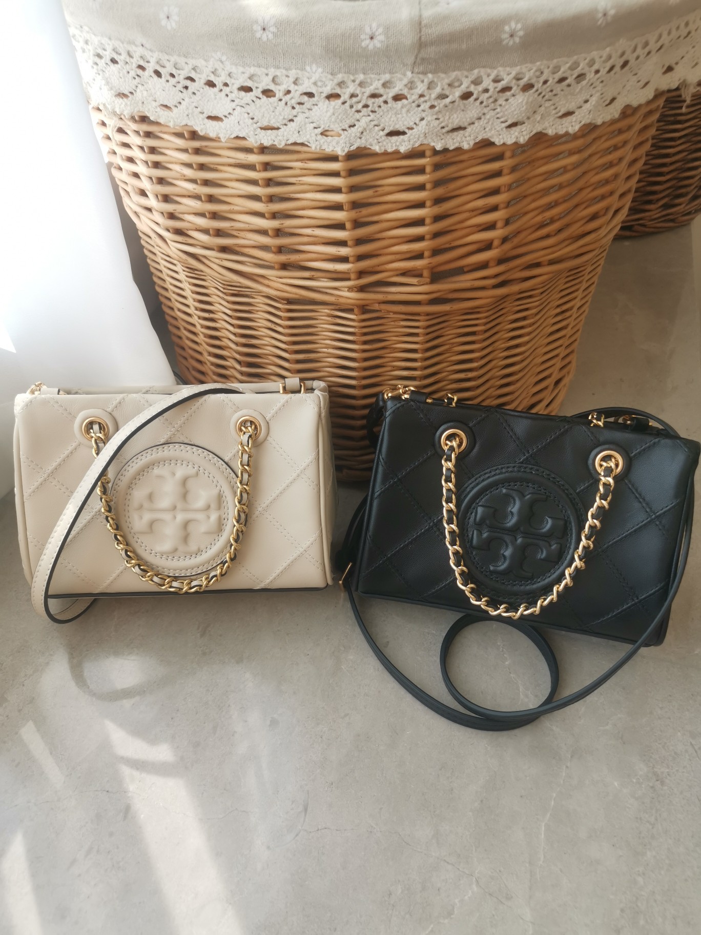 Tory Burch TORY BURCH 汤丽柏琦 FLEMING 迷你链条斜纹托特包