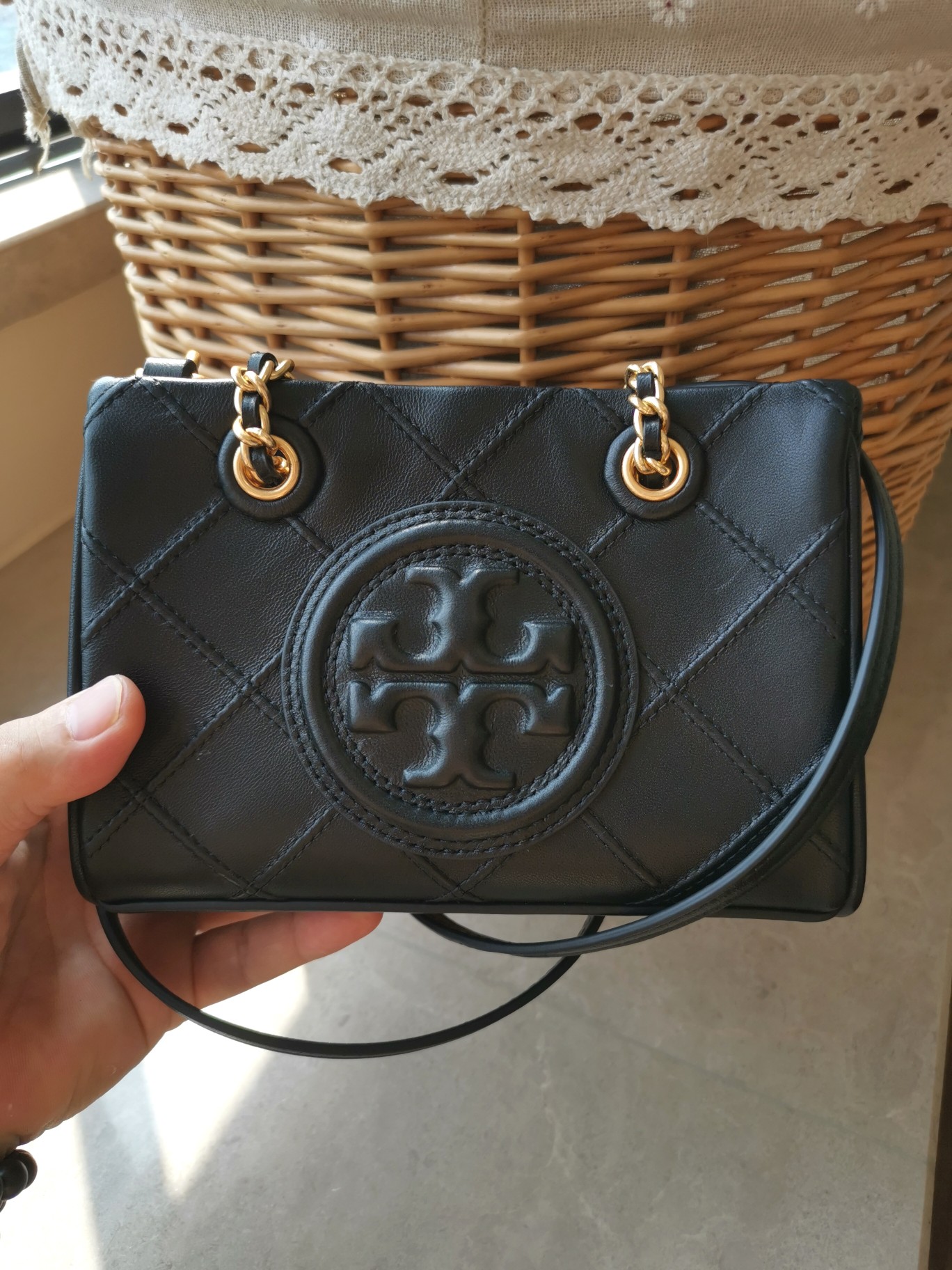 Tory Burch TORY BURCH 汤丽柏琦 FLEMING 迷你链条斜纹托特包