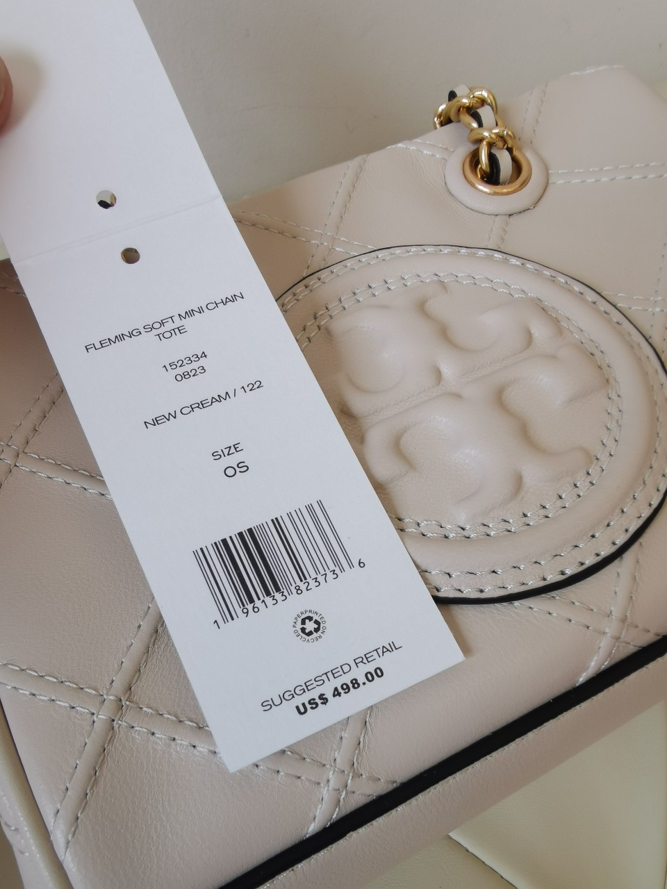 Tory Burch TORY BURCH 汤丽柏琦 FLEMING 迷你链条斜纹托特包