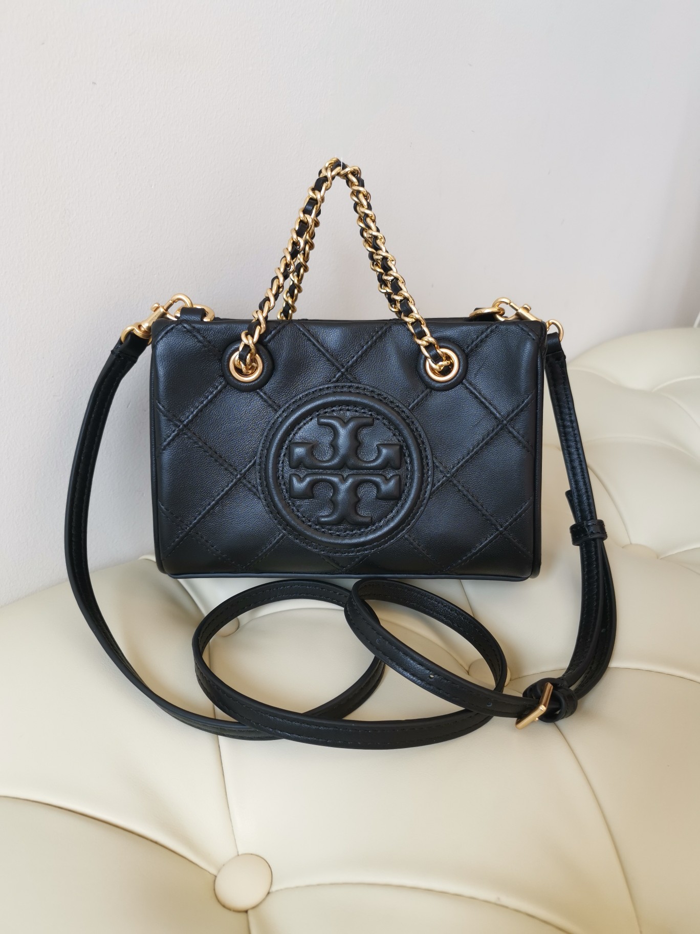Tory Burch TORY BURCH 汤丽柏琦 FLEMING 迷你链条斜纹托特包