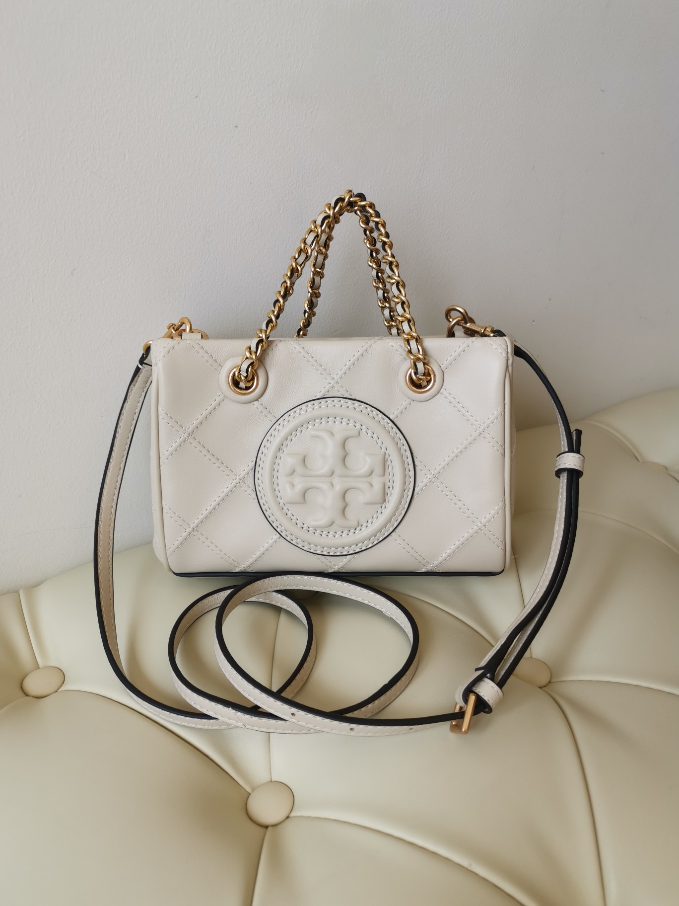 Tory Burch TORY BURCH 汤丽柏琦 FLEMING 迷你链条斜纹托特包