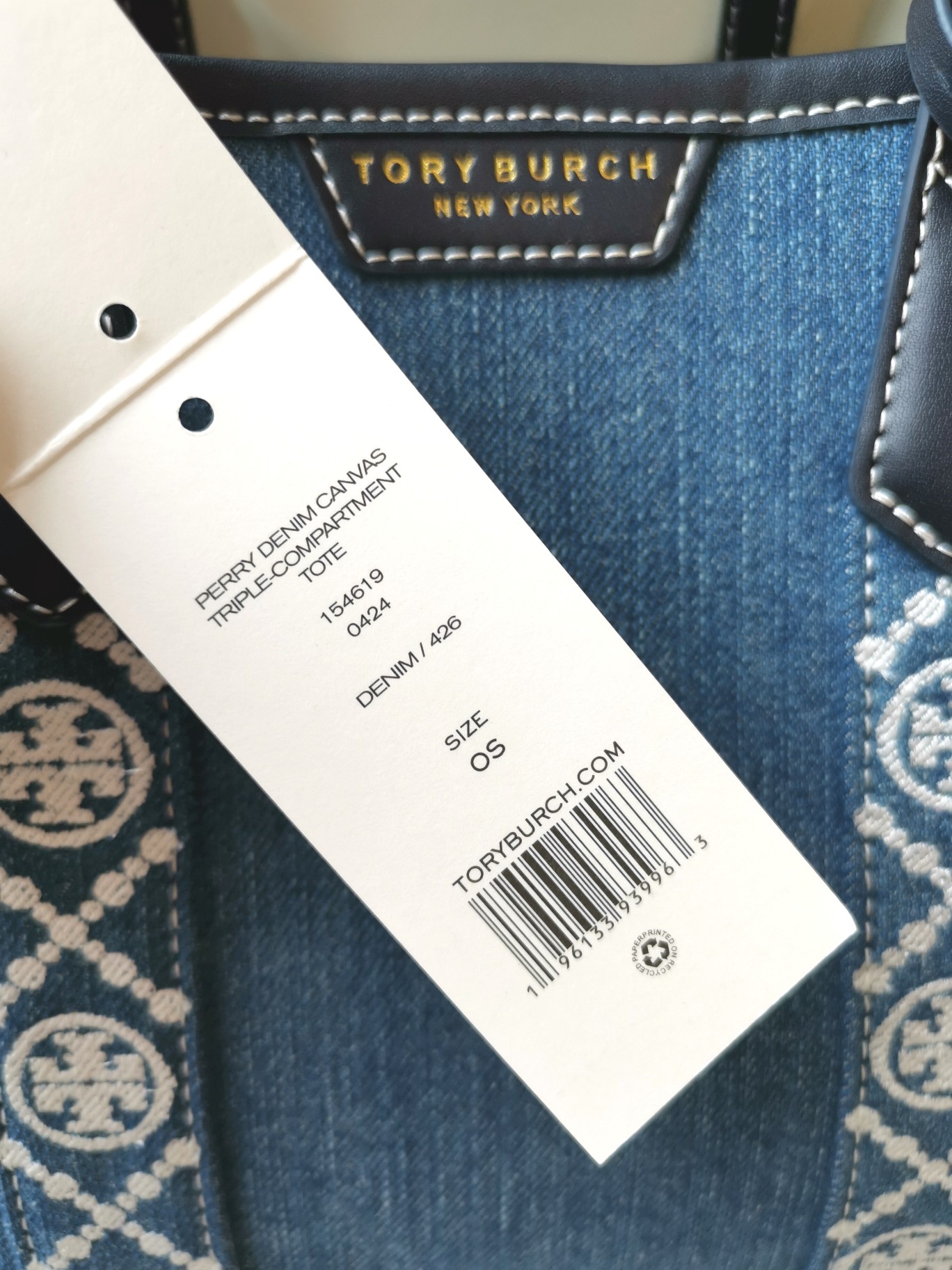 Tory Burch ～编号072新款Perry 小号三重隔层牛仔托特包