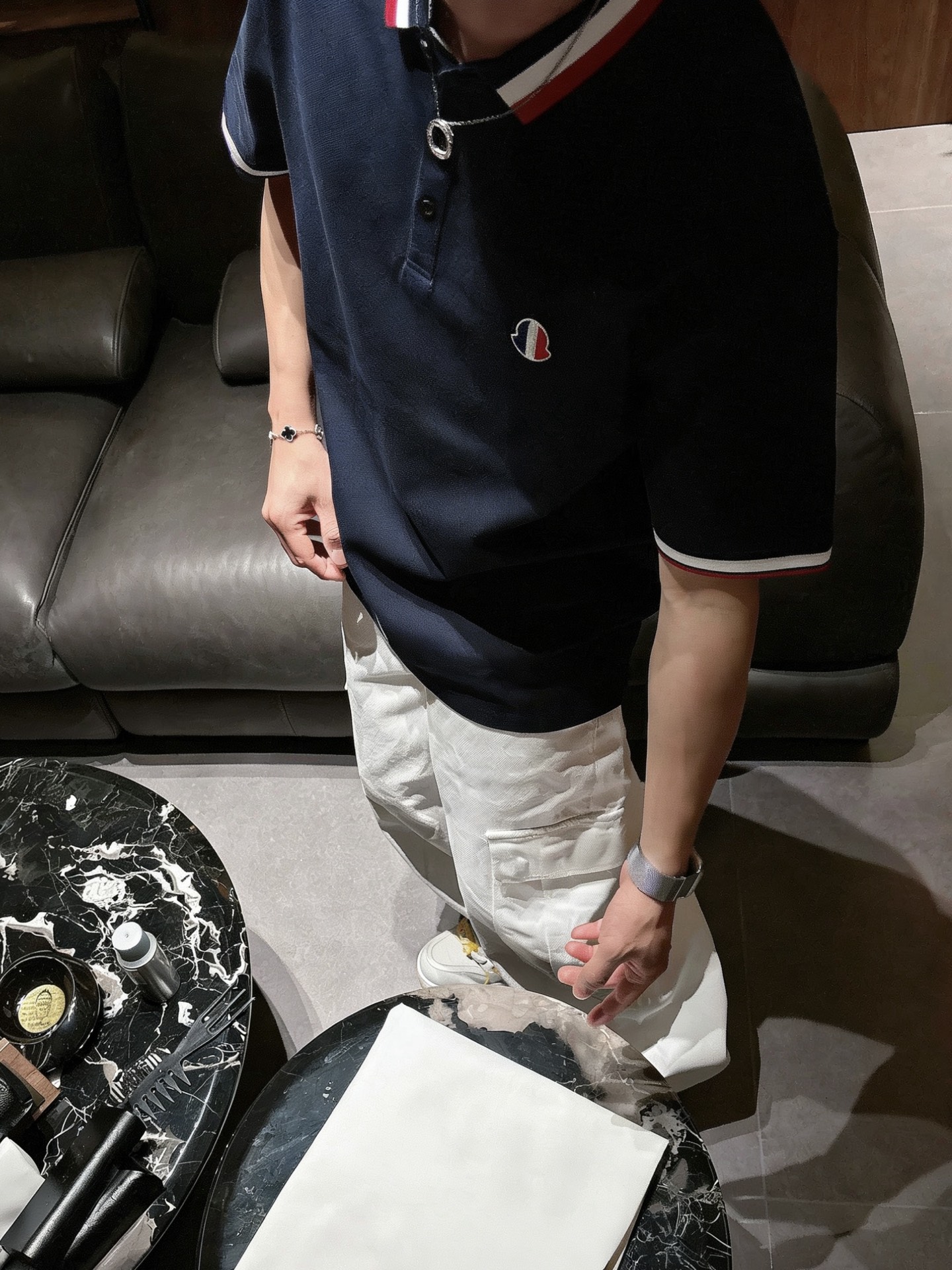 蒙口Moncler 经典三色撞色领刺绣短袖Polo衫 男士商务休闲翻领上衣尺码：M-3XL码▪️ 采用高
