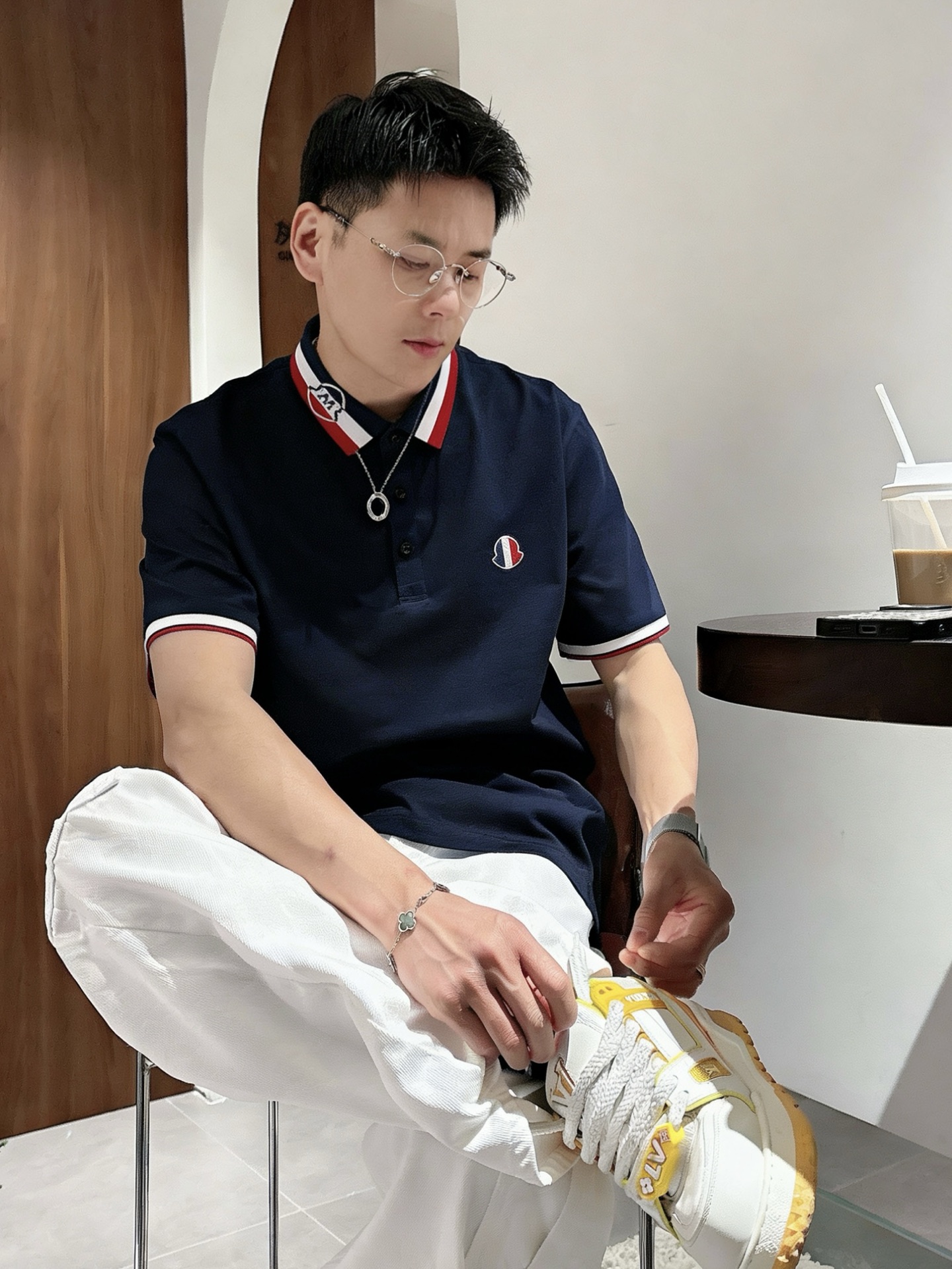 蒙口Moncler 经典三色撞色领刺绣短袖Polo衫 男士商务休闲翻领上衣尺码：M-3XL码▪️ 采用高