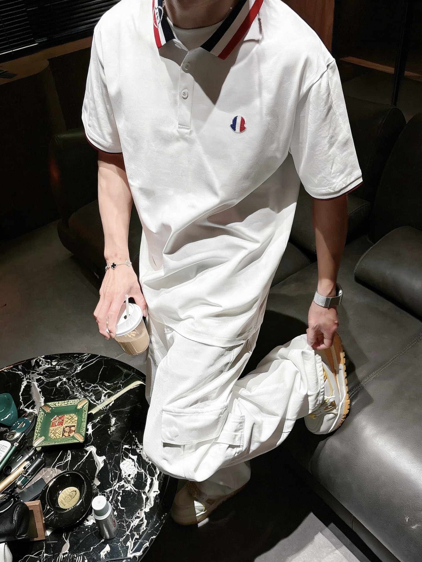 蒙口Moncler 经典三色撞色领刺绣短袖Polo衫 男士商务休闲翻领上衣尺码：M-3XL码▪️ 采用高