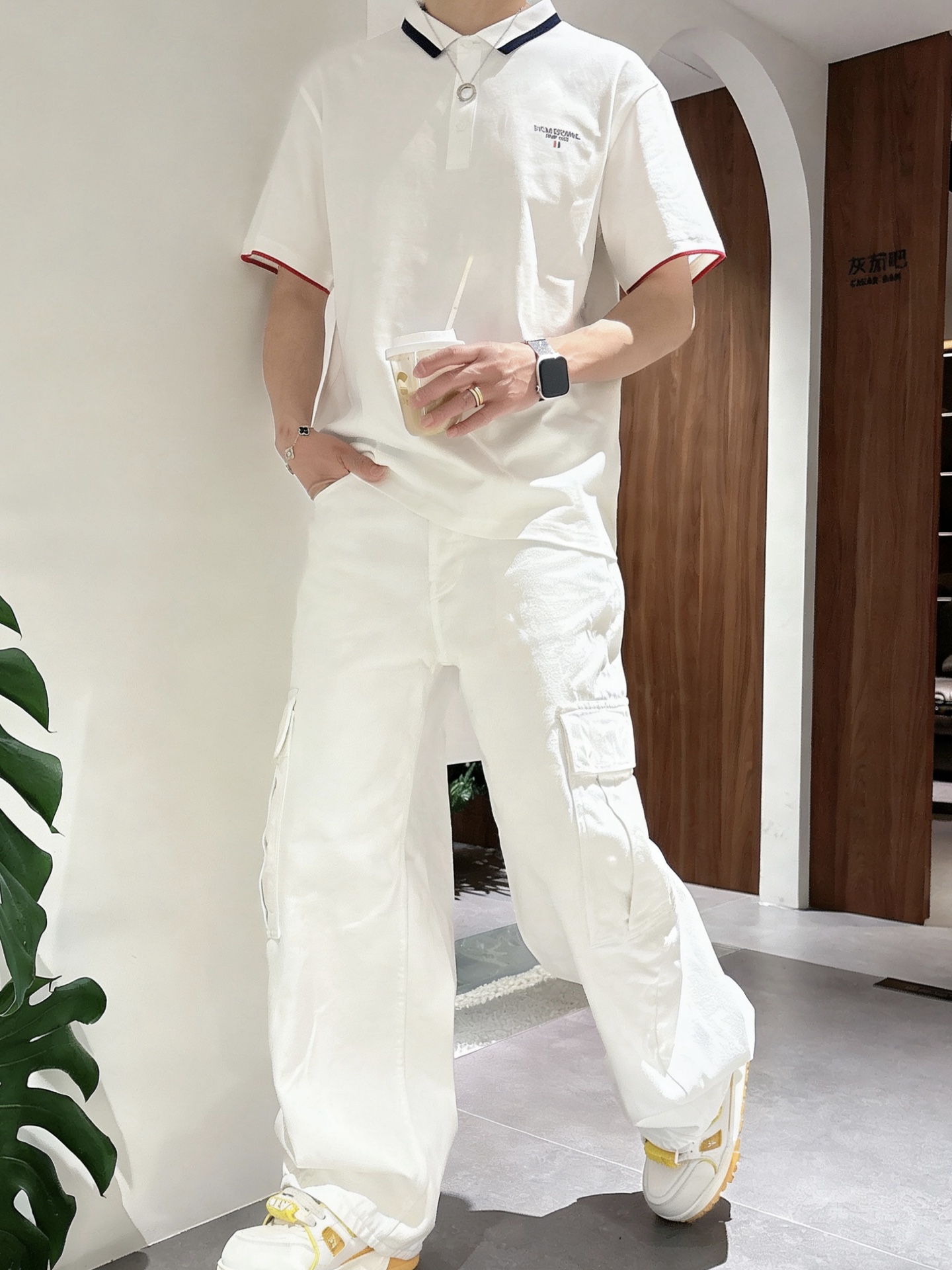 Thom Browne 经典红白蓝撞色领刺绣短袖Polo衫 男士商务休闲翻领上衣尺码：M-3XL码▪️ 